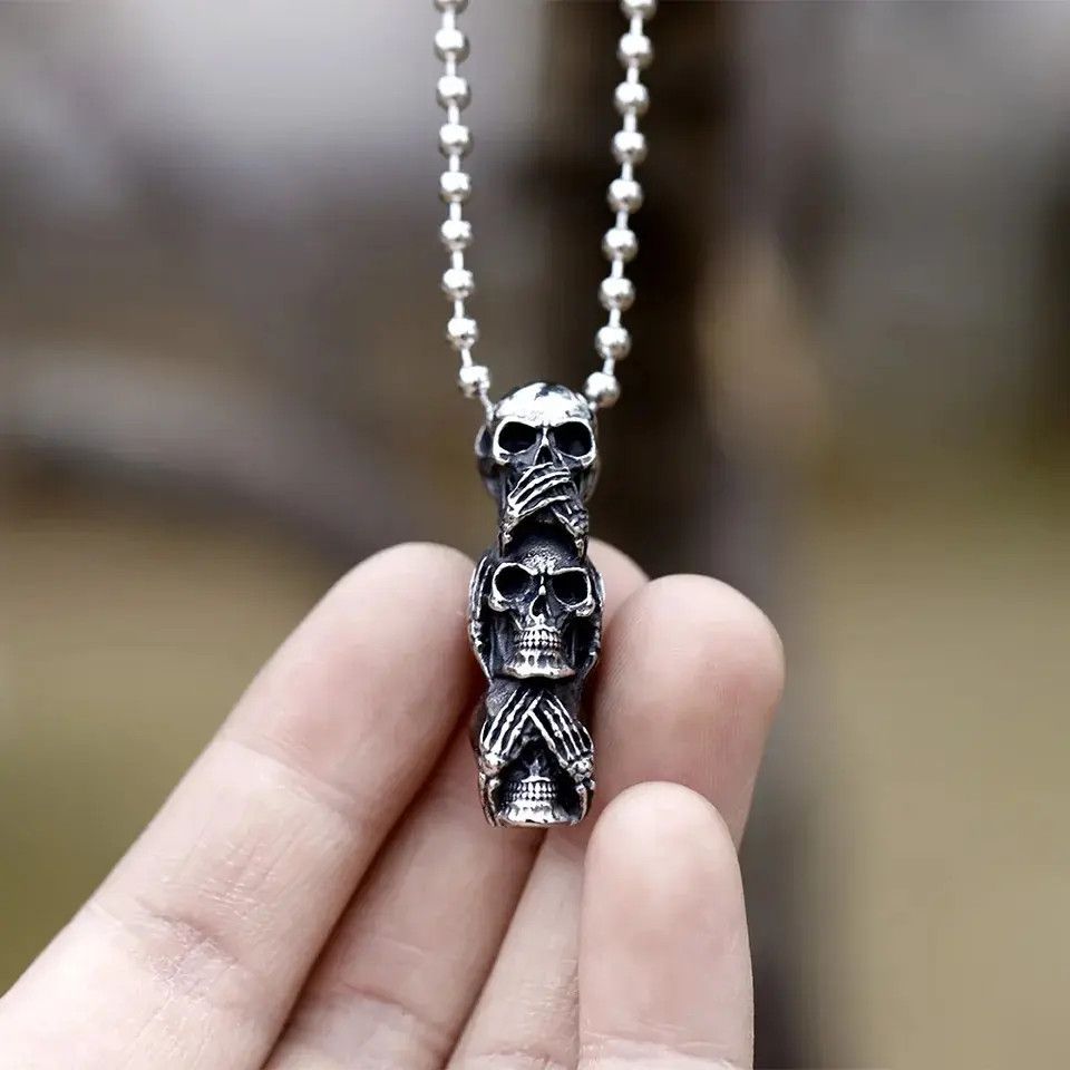 Jewelry Rock Cool Skeleton Pendant Necklace Size ONE SIZE - 3 Thumbnail