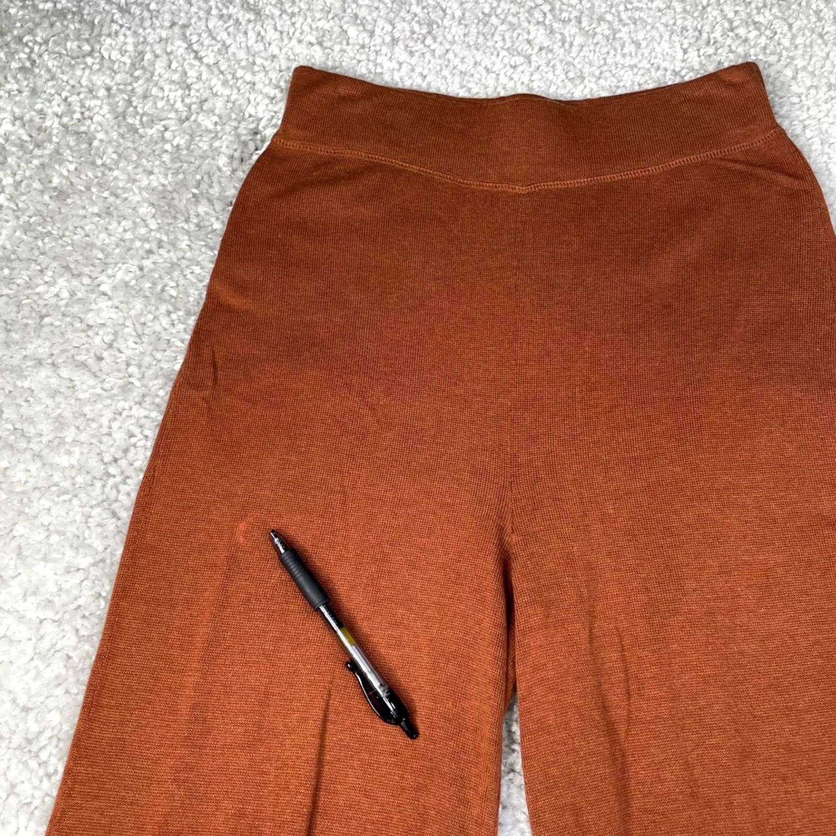 Peruvian Connection Odeon Wide Leg Knit Pants Womens Xs Brown Rust Wide-Leg Front Flat Inseam 29 Holiday Christmas Vintage: No (Adjusted For Clarity), Women's (Size 26) — image 4 of 6