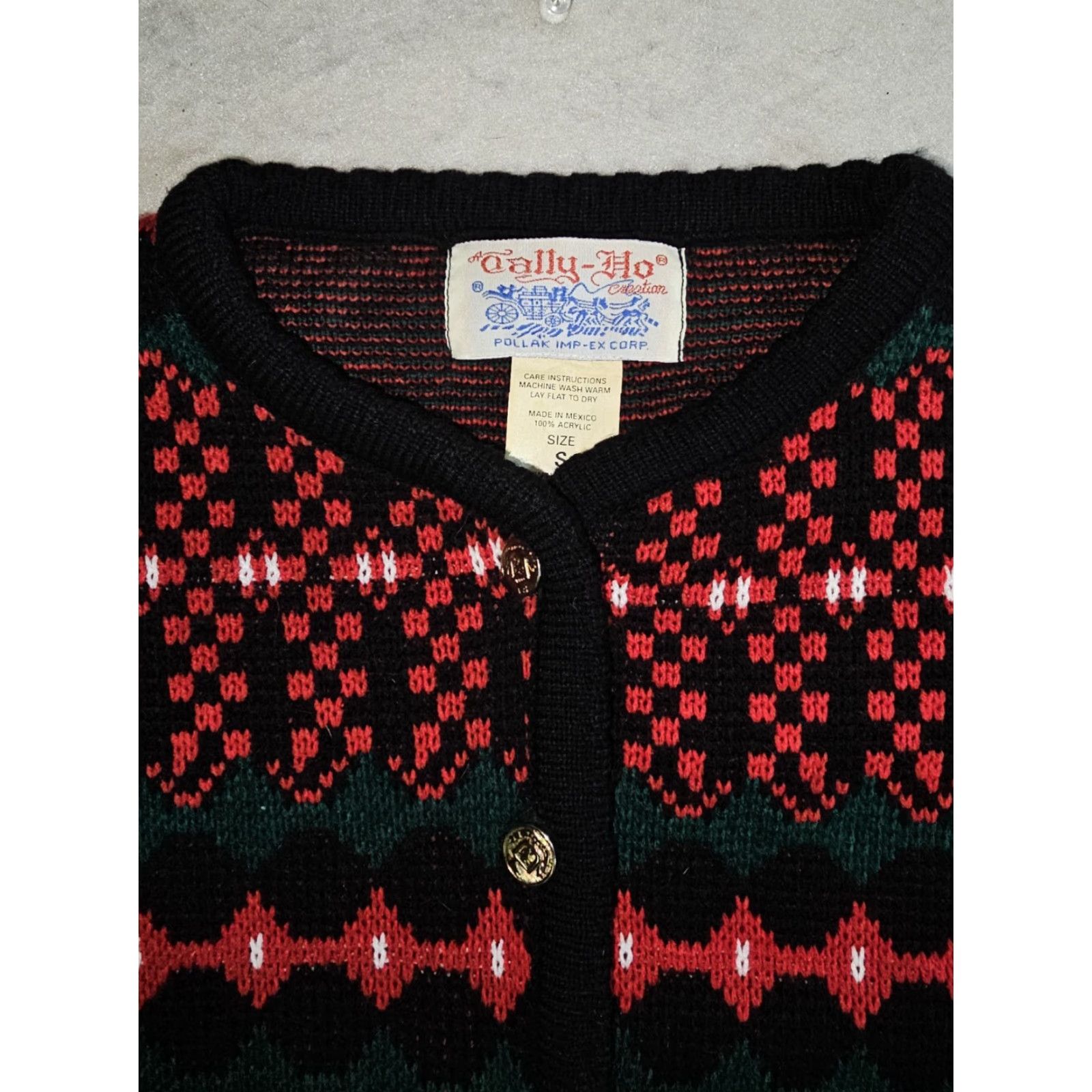 Vintage VINTAGE Tally Ho Sweater Cardigan Button-Up Christmas Holiday Red Women's Size Small Size S / US 4 / IT 40 - 3 Thumbnail