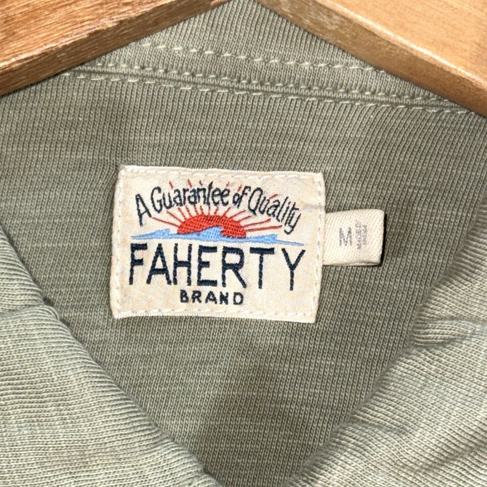 Faherty Faherty Shirt Mens Medium Green Short Sleeve Button-Up Casual Jersey Knit with Pockets Size US M / EU 48-50 / 2 - 4 Thumbnail