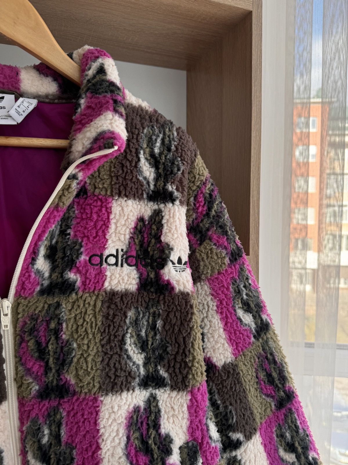Adidas × Vintage Vintage Adidas Trefoil Area Cactus Teddy Polar Fleece Jacket Size US M / EU 48-50 / 2 - 2 Thumbnail