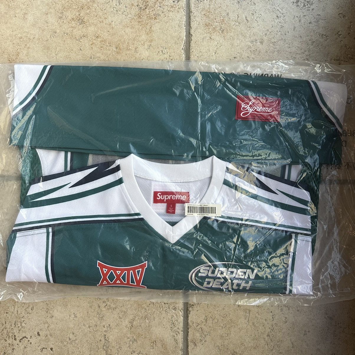 image of Supreme Sudden Death Football Jersey Teal, Men's (Size Small)