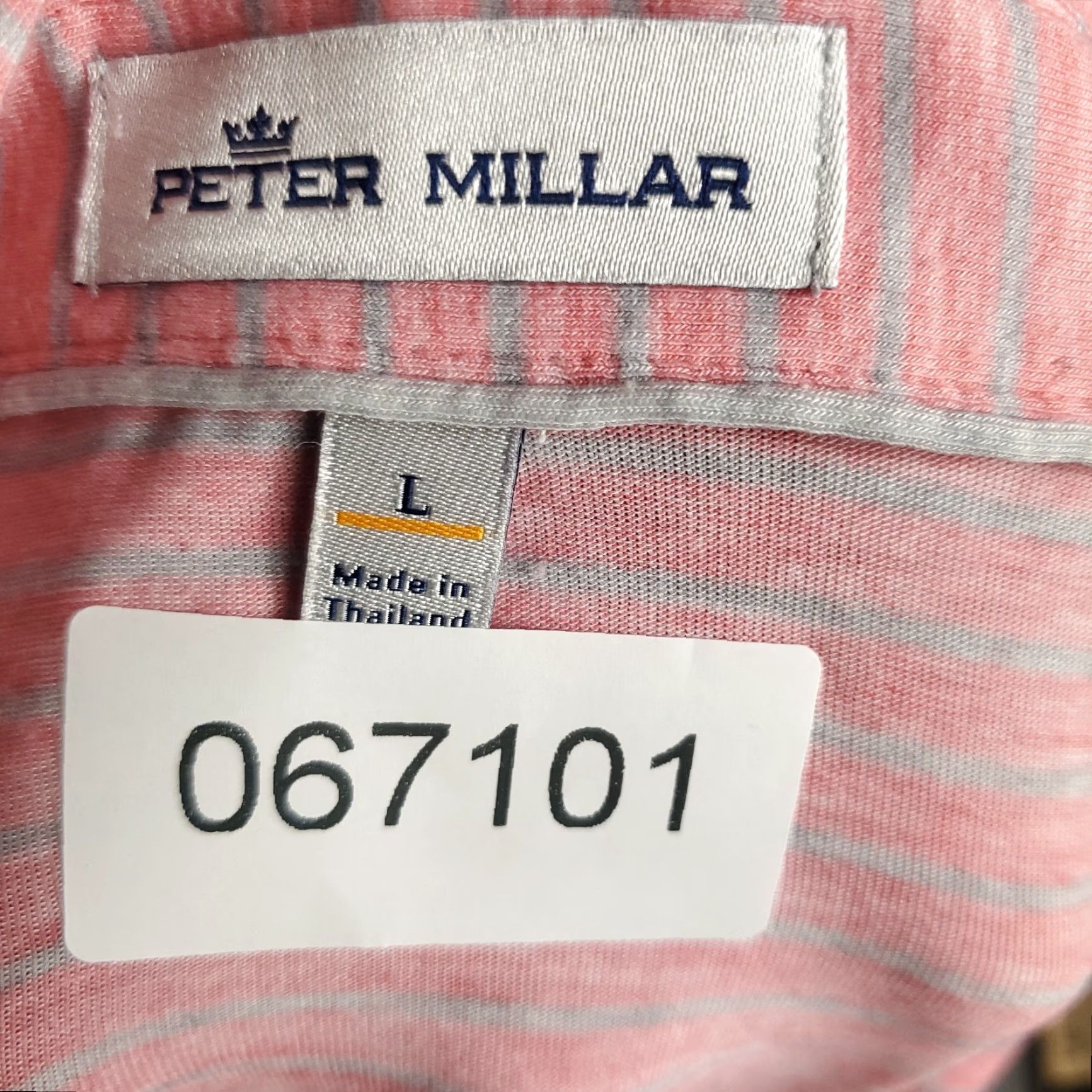 Peter Millar Peter Millar Polo Shirt Mens Large Pink Gray Striped Golf Short Sleeve Size US L / EU 52-54 / 3 - 6 Thumbnail