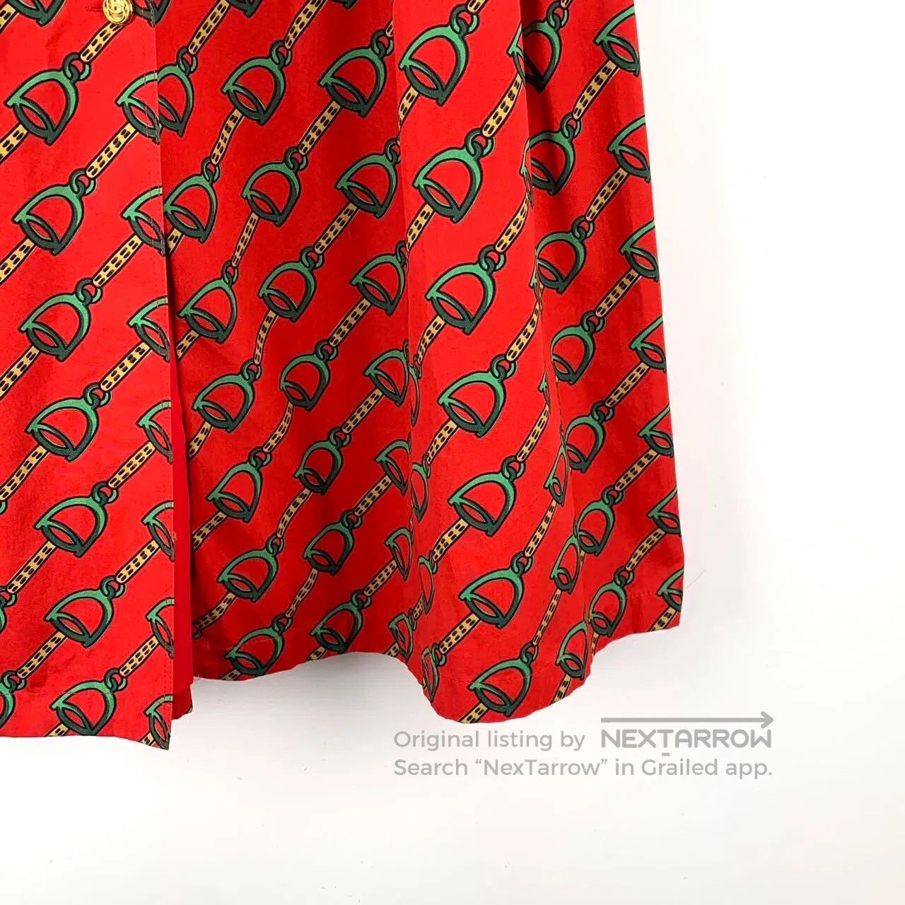 Gucci Guicci Red Lock Print Cotton Casual Long Skirt| Size 41" - 4 Thumbnail