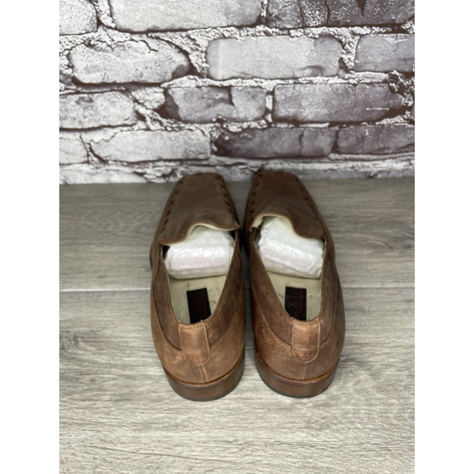 Other Marco Delli Brown Leather Shimmer Square Toe Loafers Dress S Size US 8 / EU 41 - 5 Thumbnail