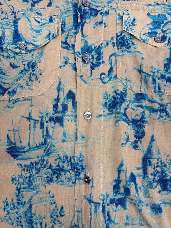 Dolce & Gabbana SS2004 Dolce & Gabbana Beige & Blue Floral Shirt Size US M / EU 48-50 / 2 - 11 Thumbnail