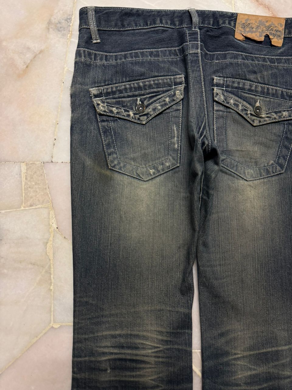 Flare💥Insane 90s Root three Rusty Mudwash Distress Dark Jean
