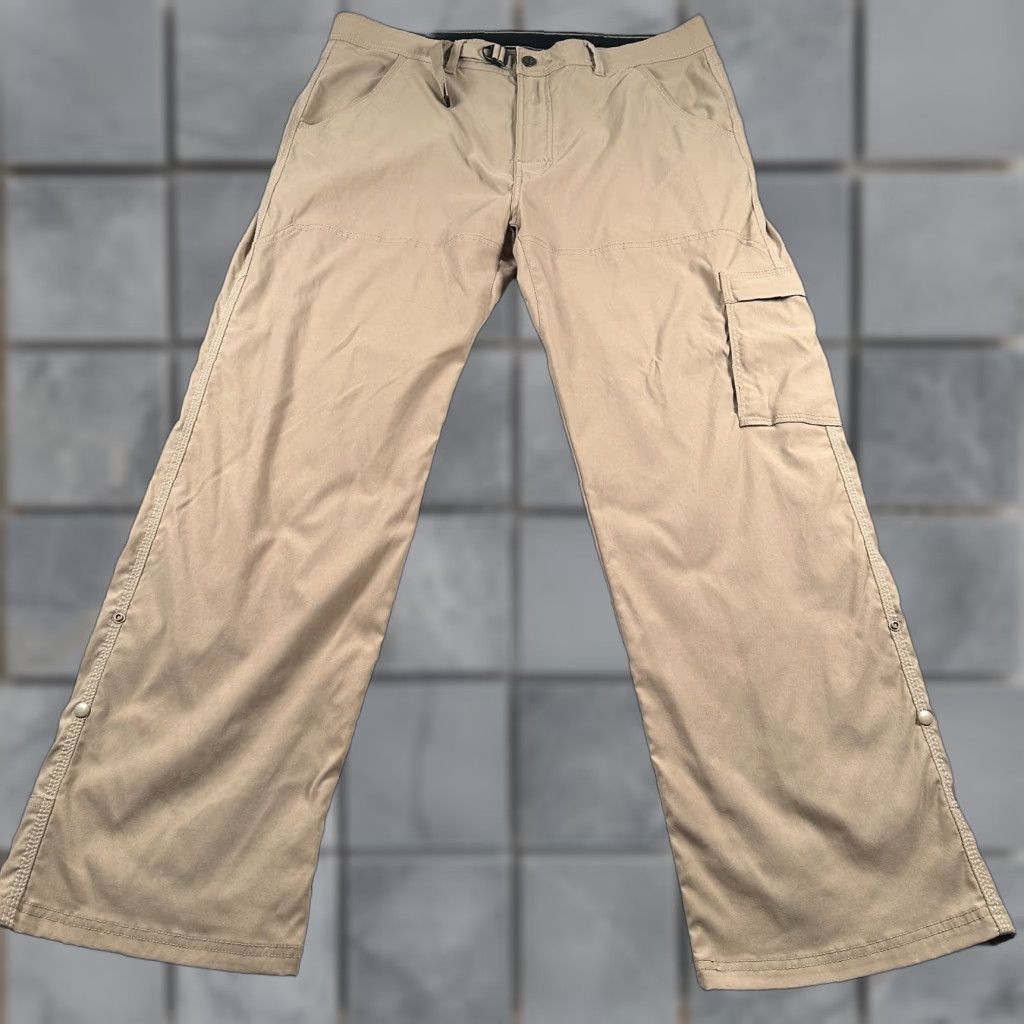 Prana prAna Cargo Pants Mens XLx30 Beige Straight Belted Nylon Hiking Outdoors Pants Mens Beige Cargo Belted Pockets Stretch Front Flat Belted Size US 36 / EU 52 - 1 Thumbnail