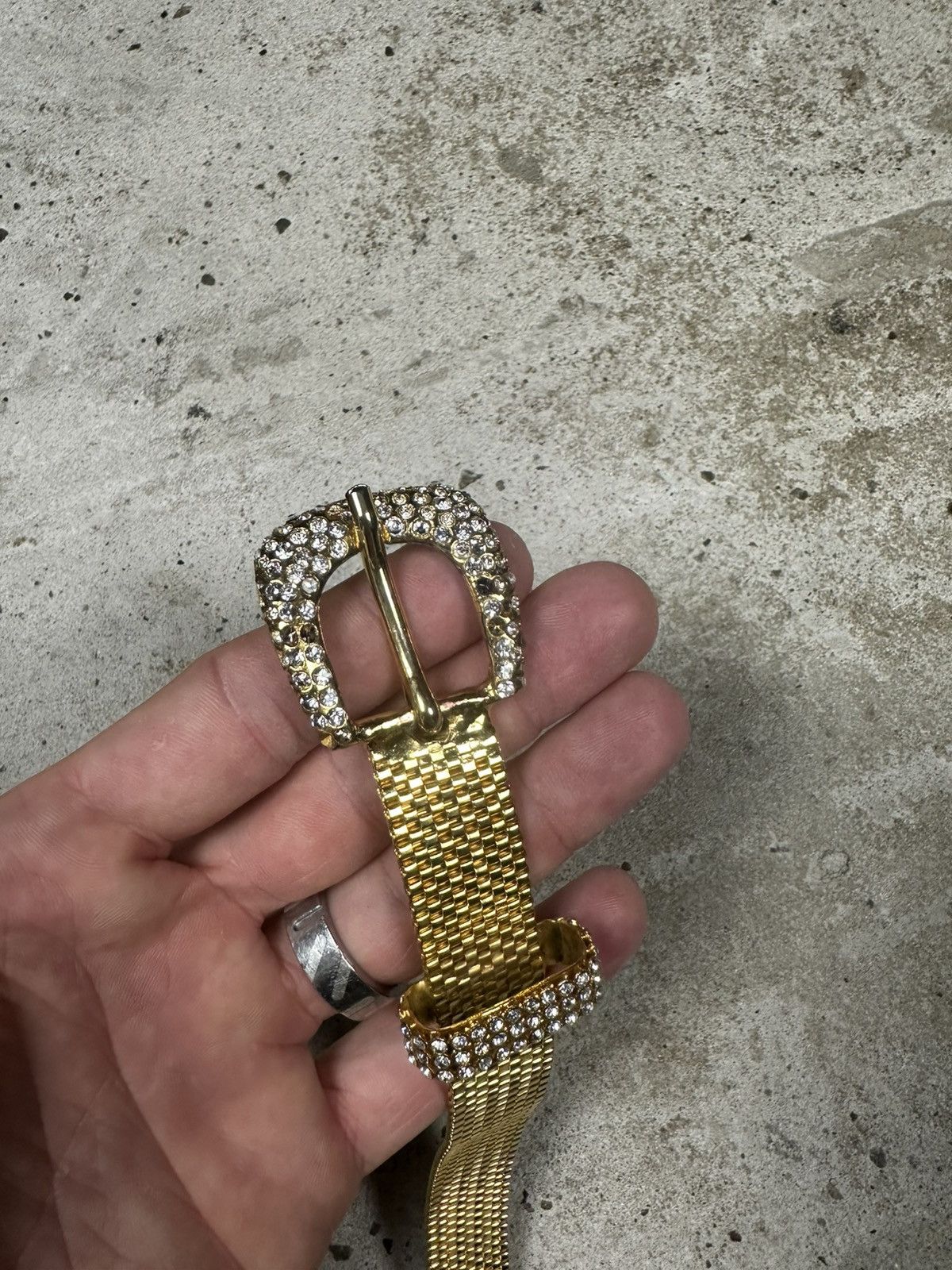 Dolce & Gabbana Dolce & Gabbana Gold Crystal Rhinestones Mesh Belt Size 36 - 4 Thumbnail