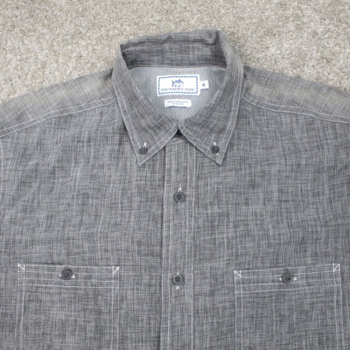 Southern Tide Southern Tide Performance Shirt Mens Medium Gray Polyester Long Sleeve Button-Up Shirt Size US M / EU 48-50 / 2 - 5 Thumbnail