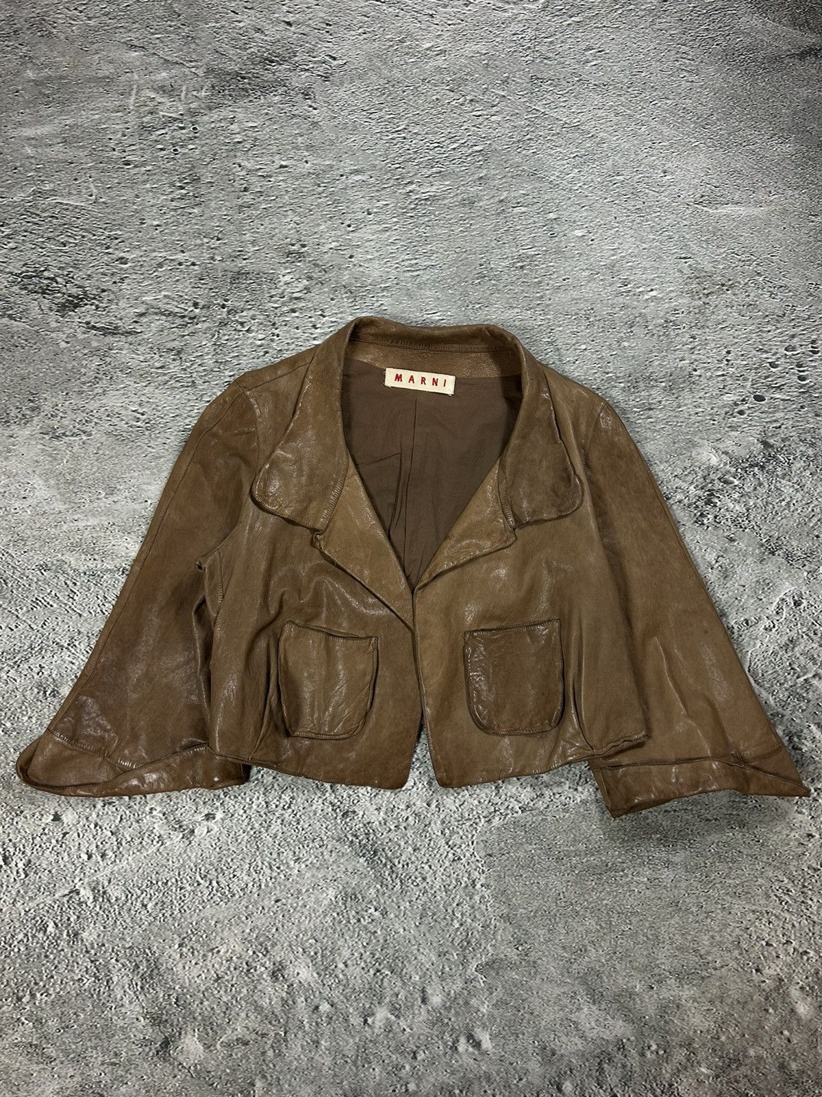 Marni Marni lamb leather jacket ramones brown Size M / US 6-8 / IT 42-44 - 1 Thumbnail