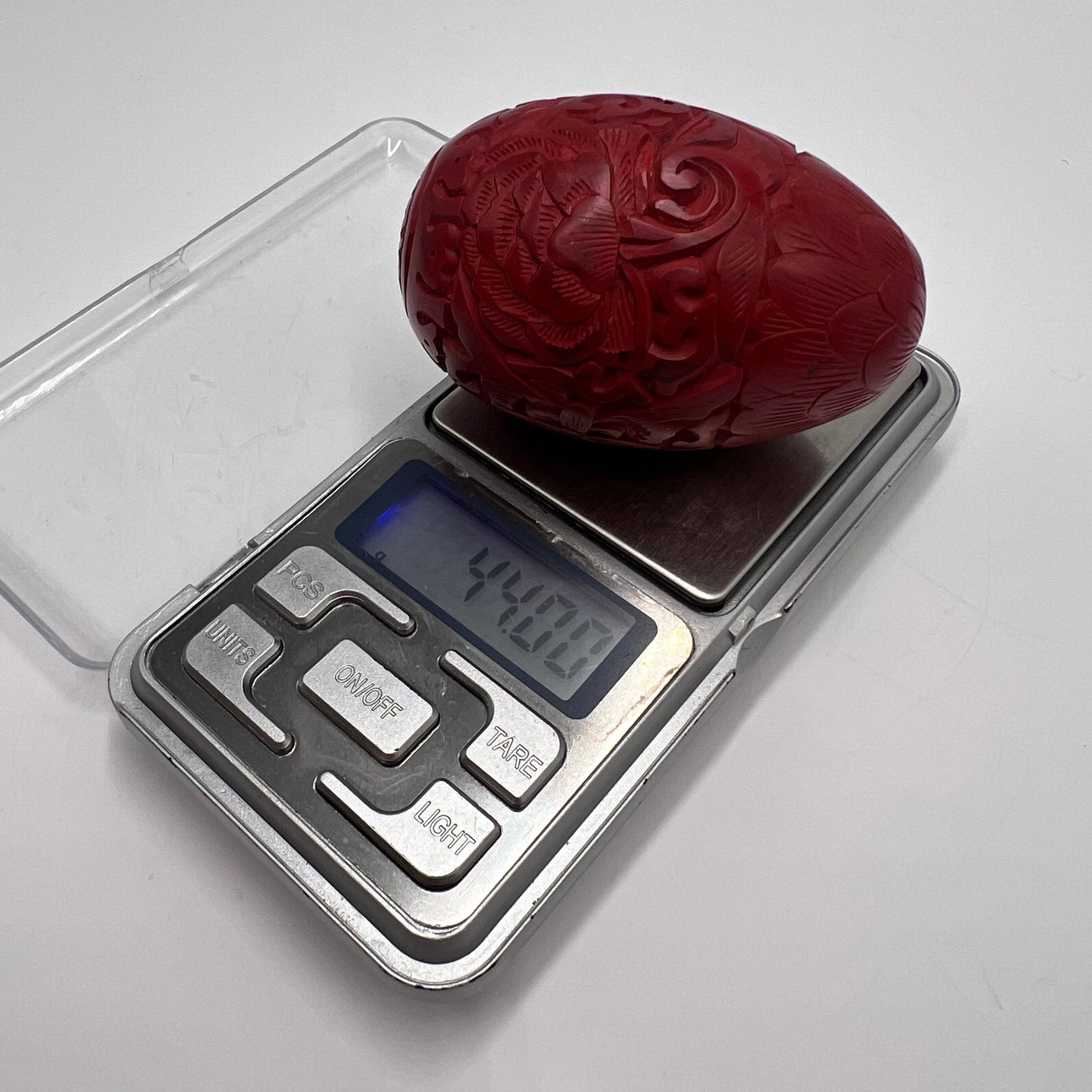 Vintage Vintage Chinese Red Carved Wooden Egg Cinnabar Style Floral Size ONE SIZE - 4 Thumbnail