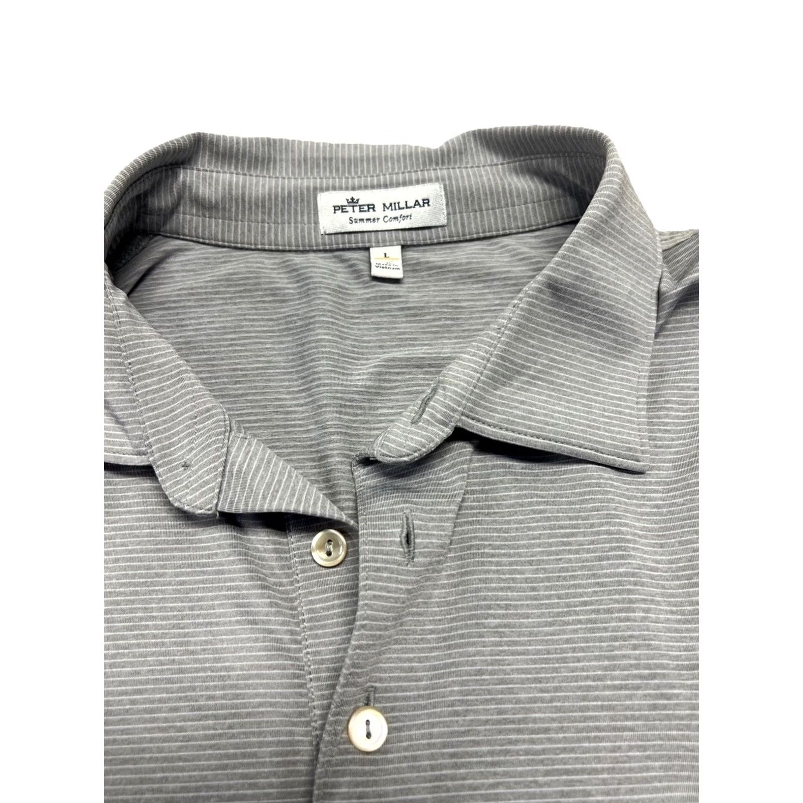 Peter Millar Peter Millar Summer Comfort Striped Polo Shirt Mens L Gray Performance Golf Size US L / EU 52-54 / 3 - 6 Thumbnail
