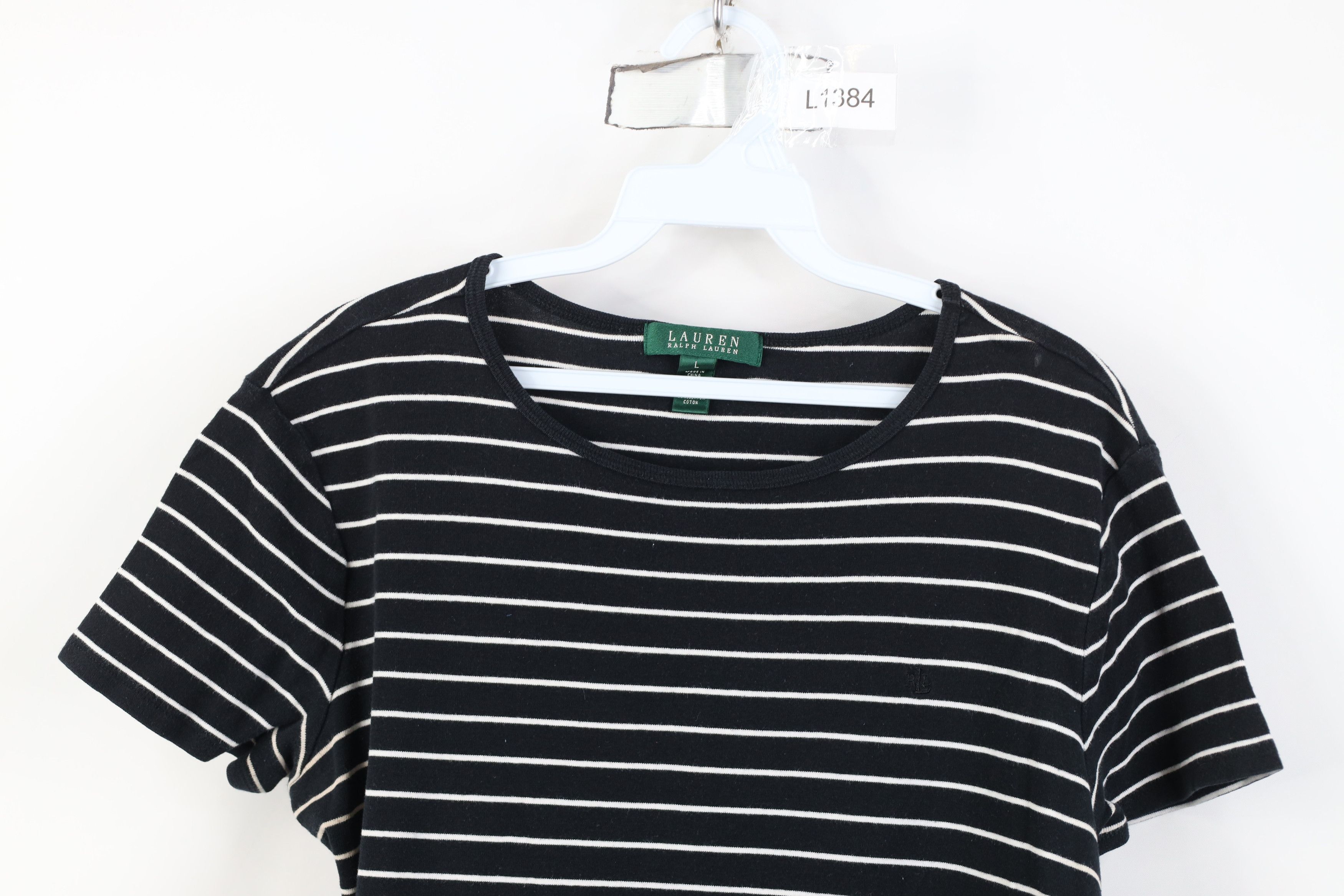 Ralph Lauren Vintage 90s Y2K Ralph Lauren Ribbed Knit T-Shirt Black Size L / US 10 / IT 46 - 2 Thumbnail