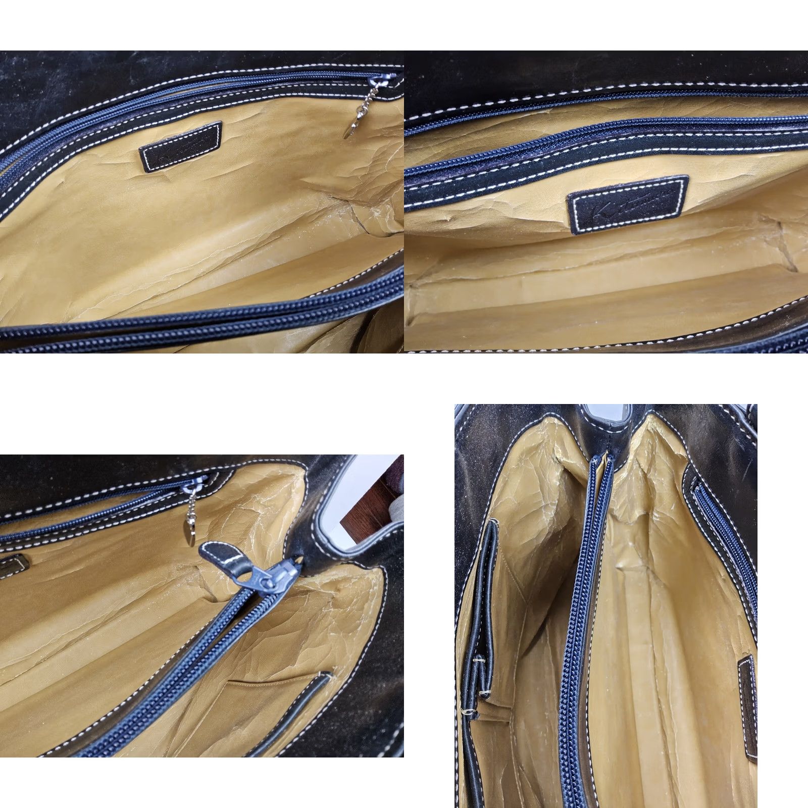 Vintage Kitamura Leather Tote Shoulder Handbag Purse Black Women Large Tote Leather Black 14x9.5x4.5 Womens Size ONE SIZE - 8 Thumbnail