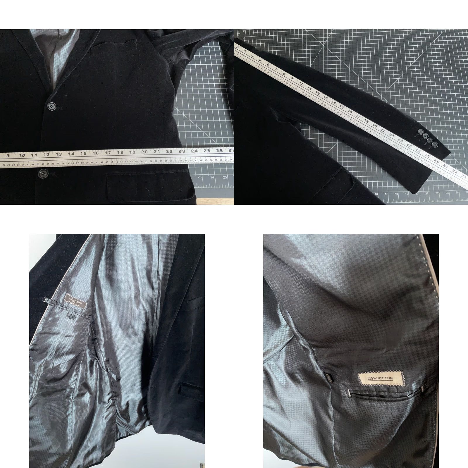 Velvet VINTAGE Camiloni Velvet Blazer Men Sport Coat 2 Button Black 46 Long Mens Classic 2 Piece Party Jacket Size 46R - 8 Thumbnail