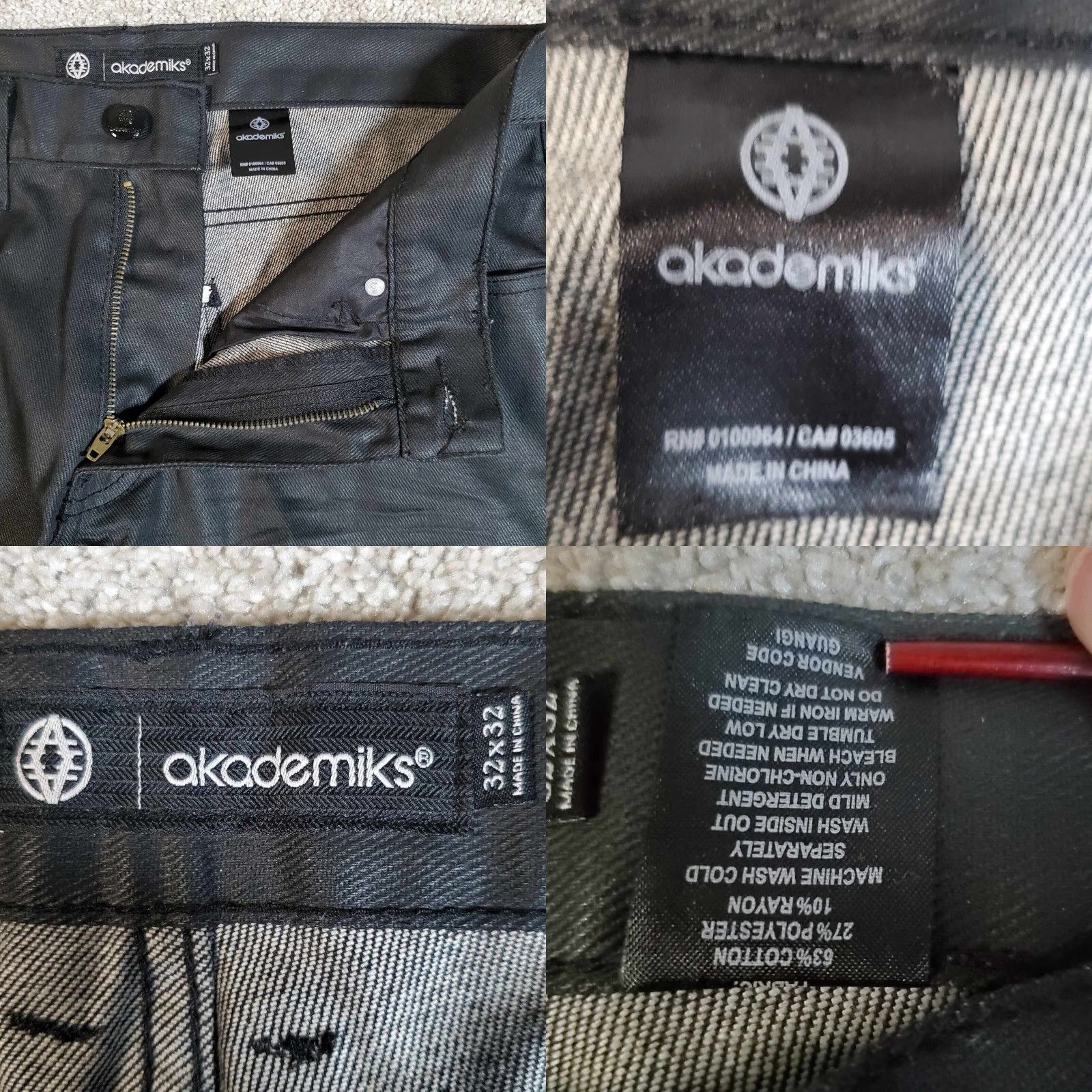 Akademiks VINTAGE Akademiks Jeans Mens 32x31 Black 90s Skateboarding Straight 5-Pocket Design Mens Size US 32 / EU 48 - 8 Thumbnail