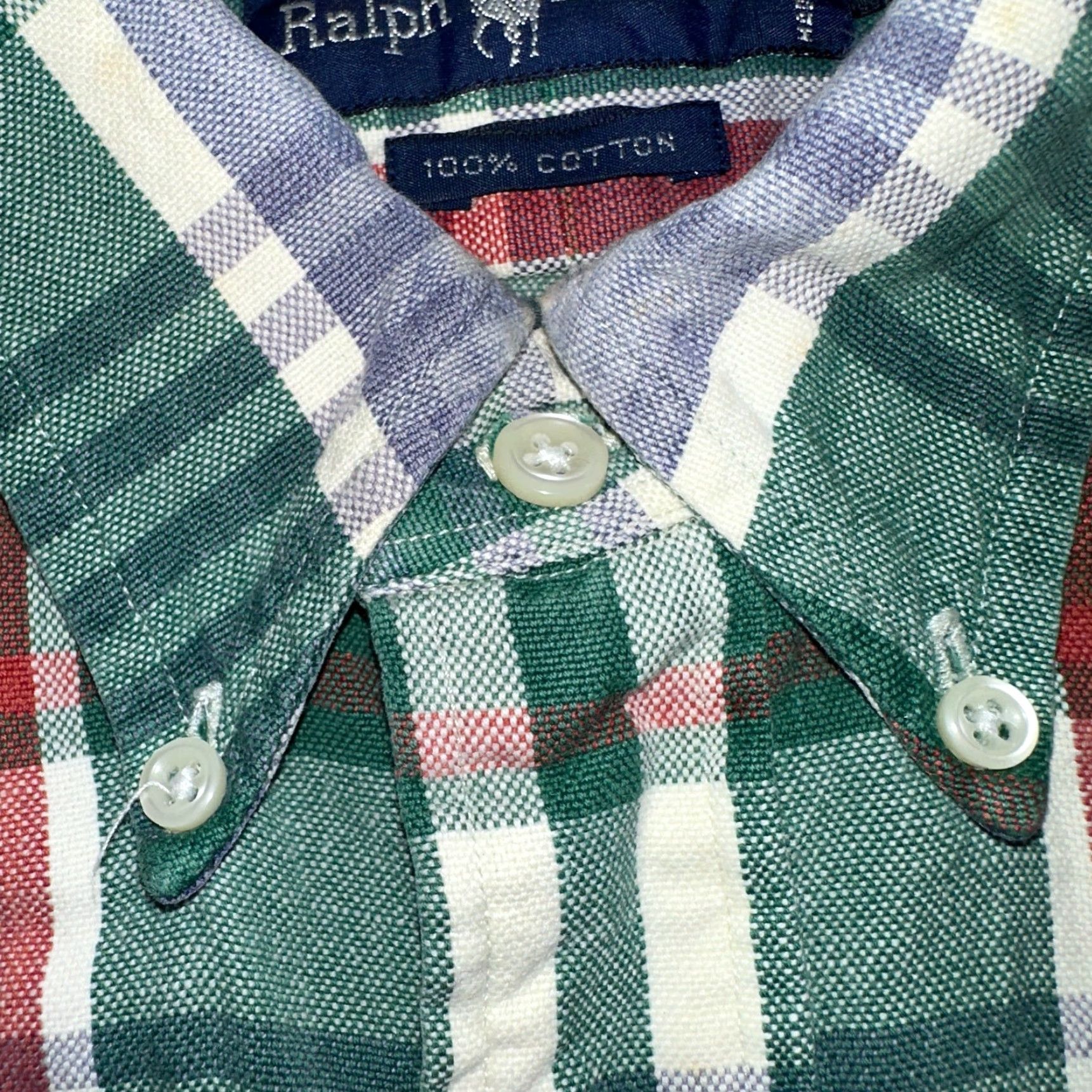 Ralph Lauren VINTAGE Ralph Lauren Button-Down Shirt Men XL Green Plaid Cotton Heavy Cotton Casual Shirt Size US XL / EU 56 / 4 - 3 Thumbnail