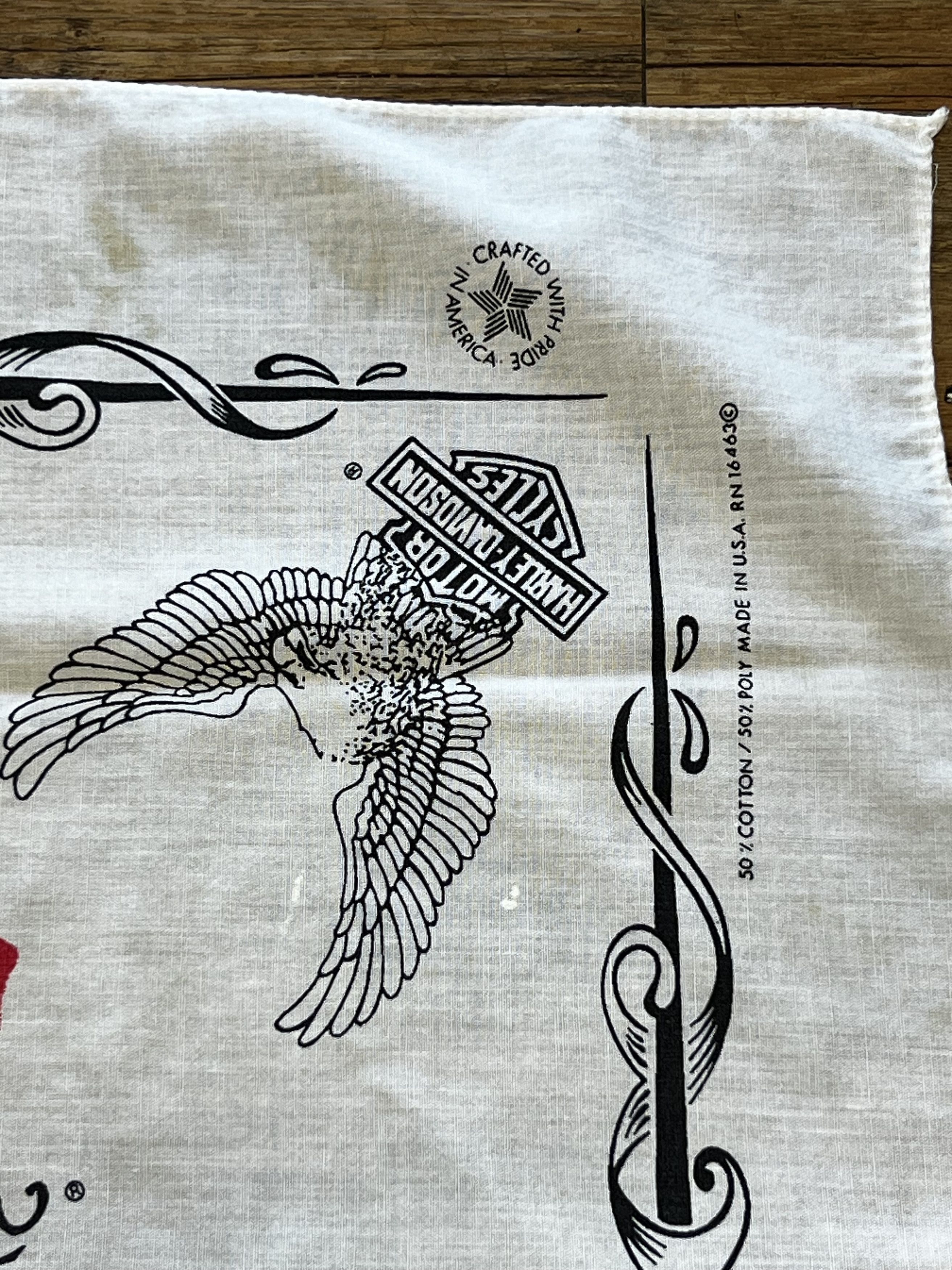 Harley Davidson Vintage 80's Harley Davidson Rose Upwing Eagle Logo Bandana Size ONE SIZE - 4 Thumbnail
