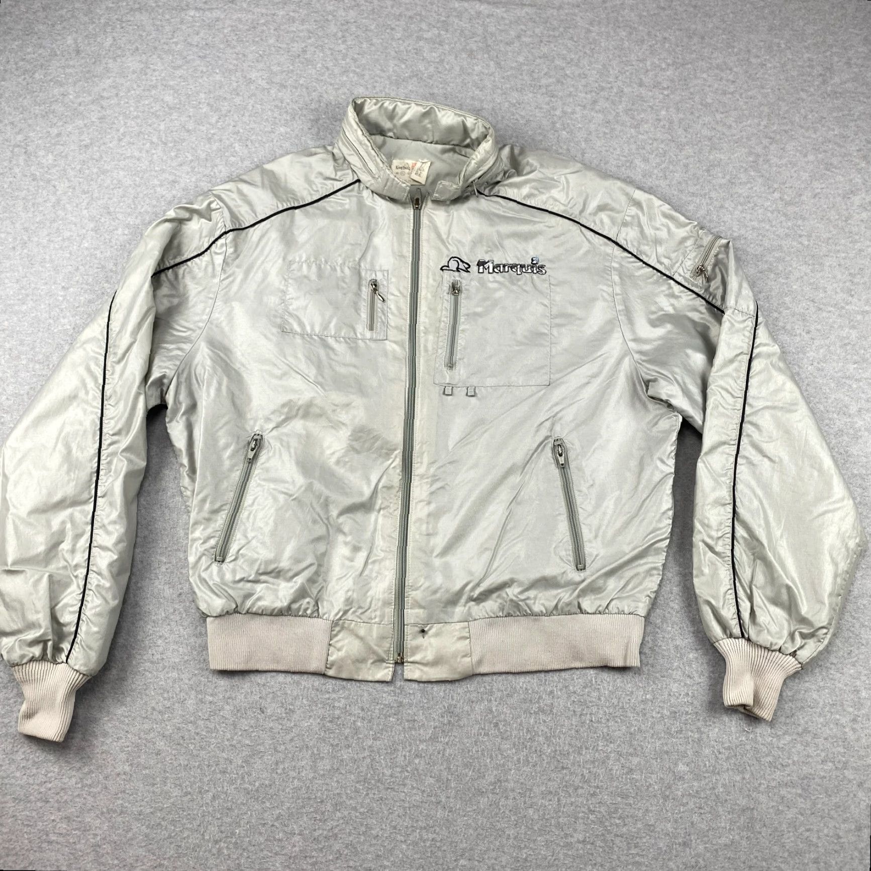 Vintage VINTAGE King Louie Pro Fit Bomber Jacket Mens XL Gray Full Zip Nylon Pockets USA Size US XL / EU 56 / 4 - 2 Thumbnail