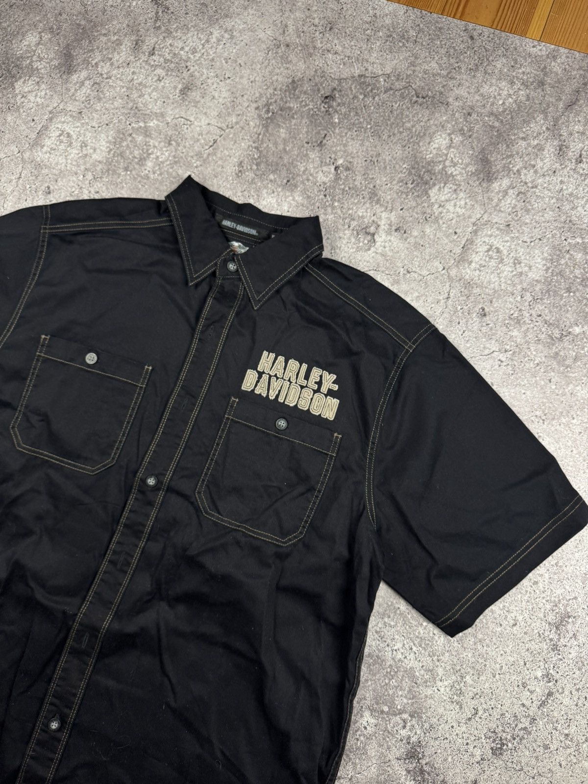 Harley Davidson Rare Vintage Shirt Harley Davidson racing black Eagle pocket Size US L / EU 52-54 / 3 - 2 Thumbnail