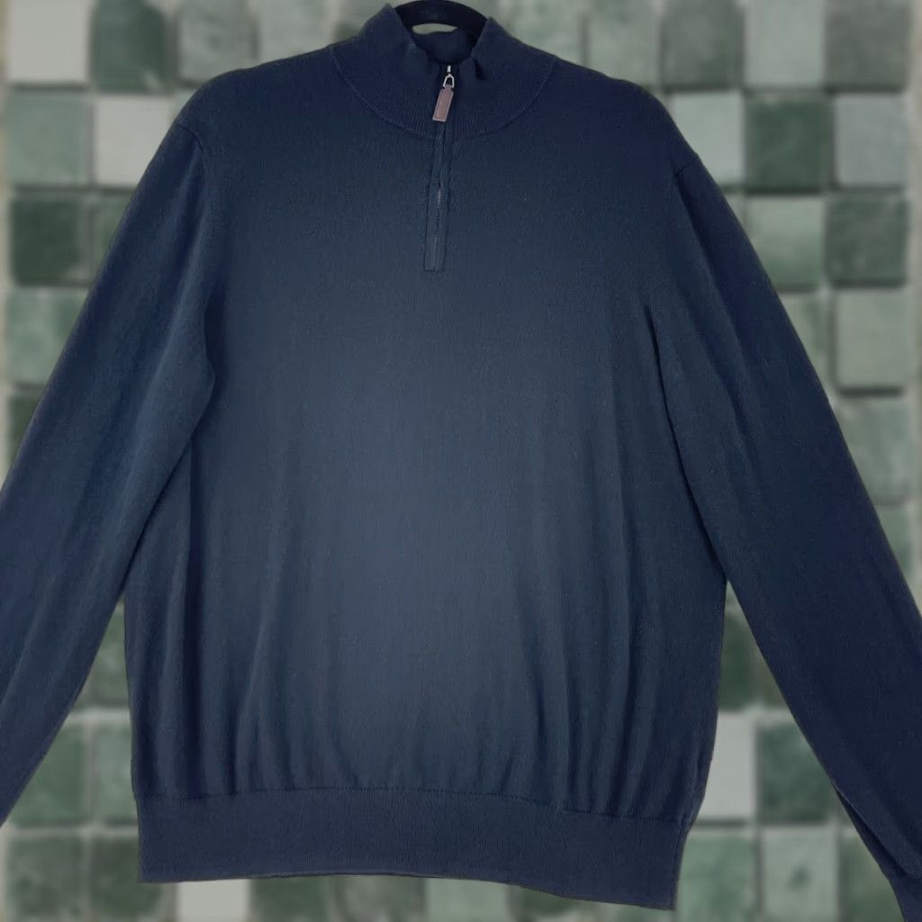 Christian Lacroix Christian Lacroix Sweater Mens Large Black Knit Long Sleeve 1/4 Zip Mock Neck Pullover Size US L / EU 52-54 / 3 - 1 Thumbnail