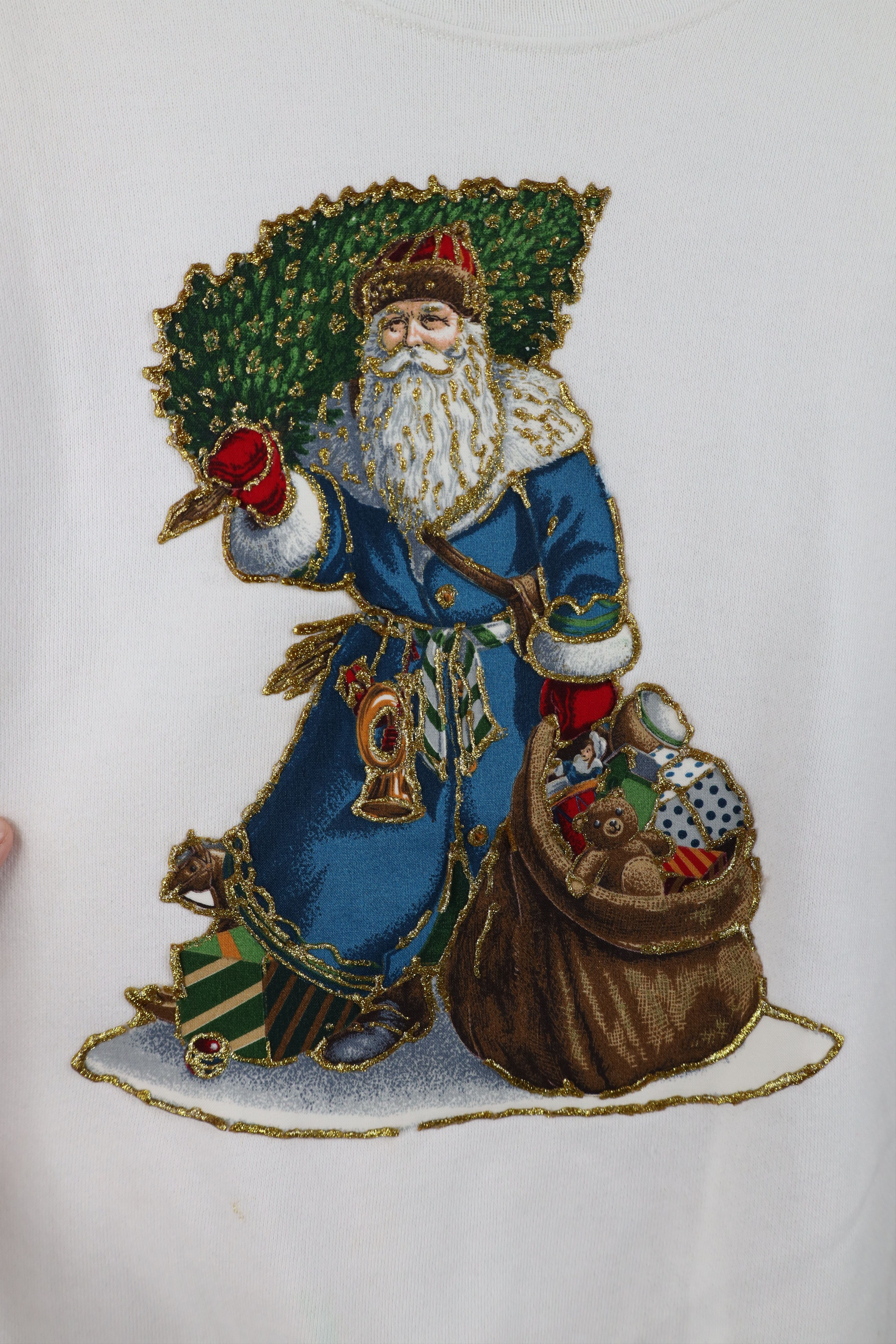 Vintage Vintage 90s Christmas Santa Glitter Glue Sweatshirt USA Size L / US 10 / IT 46 - 4 Thumbnail