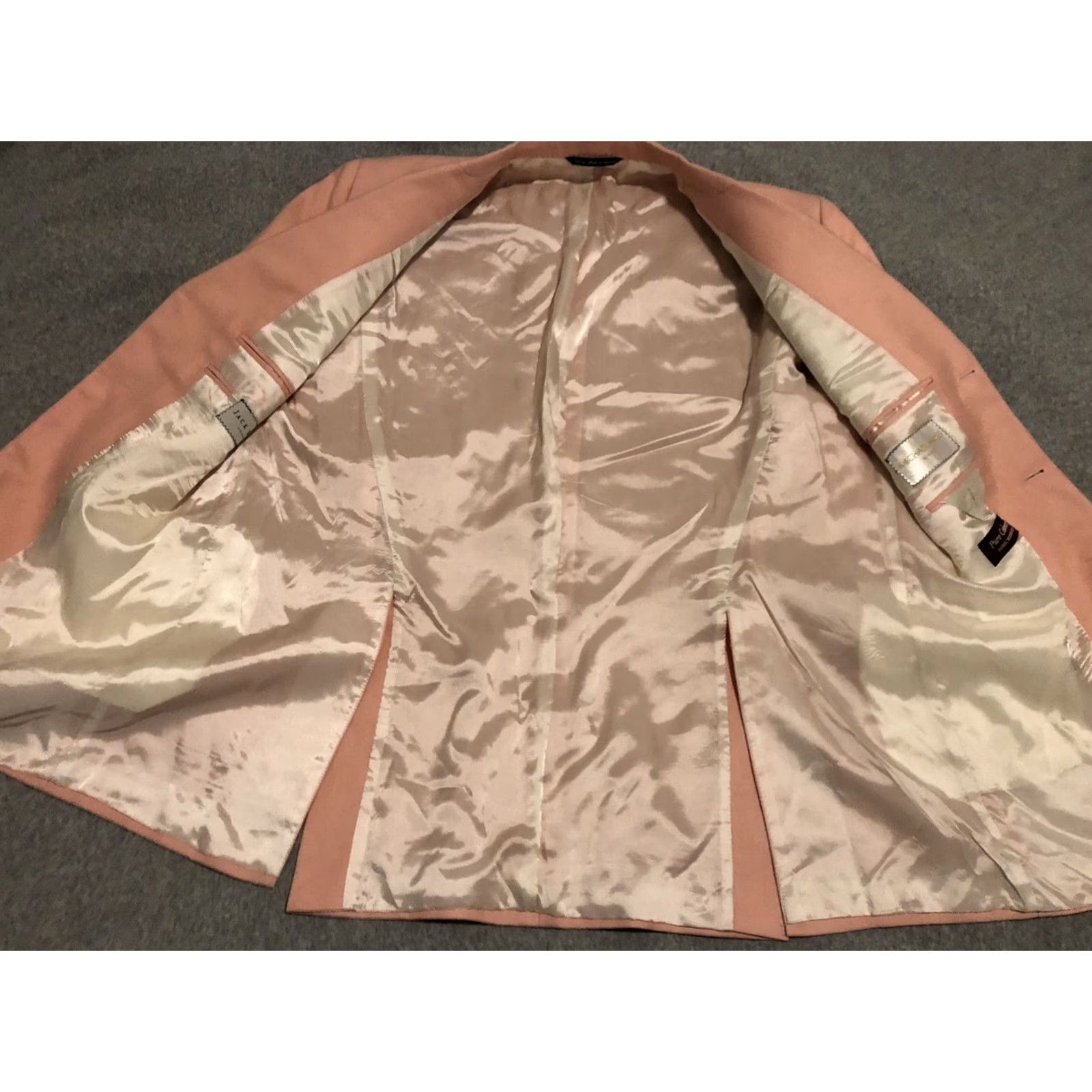 Jack Victor VINTAGE Jack Victor Sport Coat Blazer Pink Cashmere Jacket Long 44 Mens Regular Long Sleeve 3-Button Size 44R - 2 Thumbnail