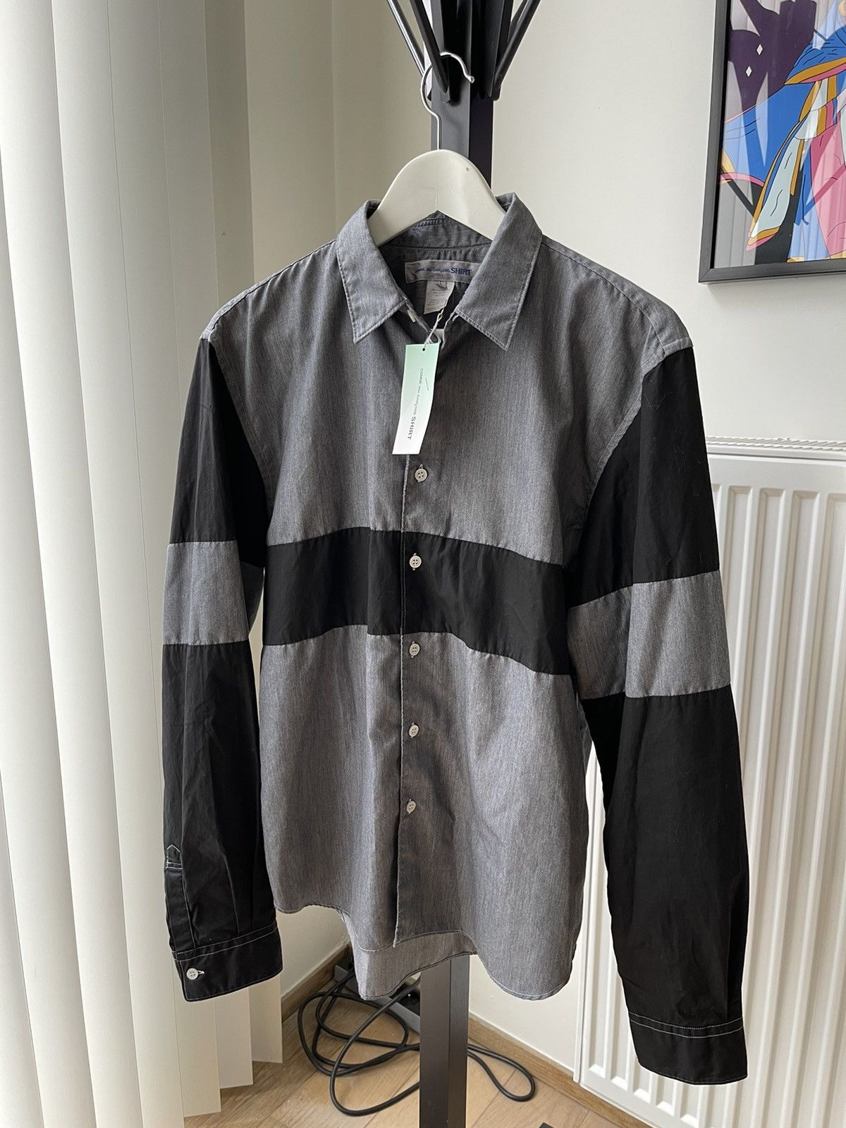 Comme des Garcons × Comme des Garcons SHIRT Comme Des Garcons Shirt AW12 Black Gray Panelled Dyed Shirt Size US L / EU 52-54 / 3 - 6 Thumbnail