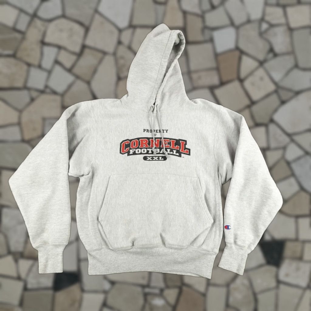 Champion VINTAGE Champion Reverse Weave Cornell Hoodie Mens Small Gray Football 90s Pullover Hooded Pockets Size US S / EU 44-46 / 1 - 1 Thumbnail