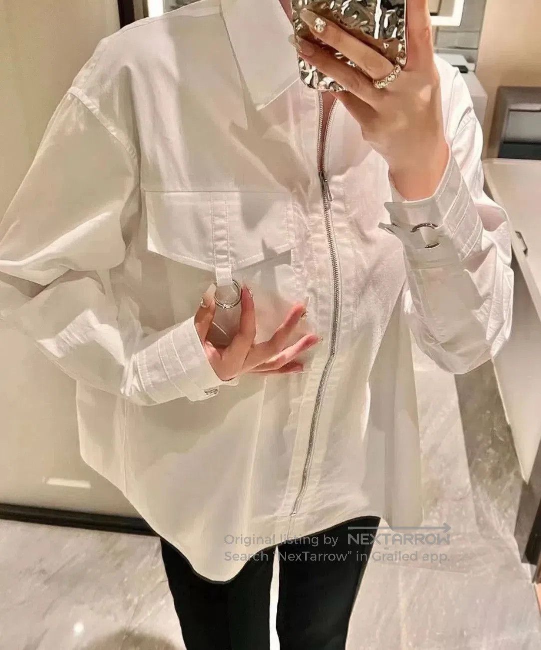 Hermes Hermes White Cotton Zip Shirt Jacket. Size XS / US 0-2 / IT 36-38 - 1 Thumbnail