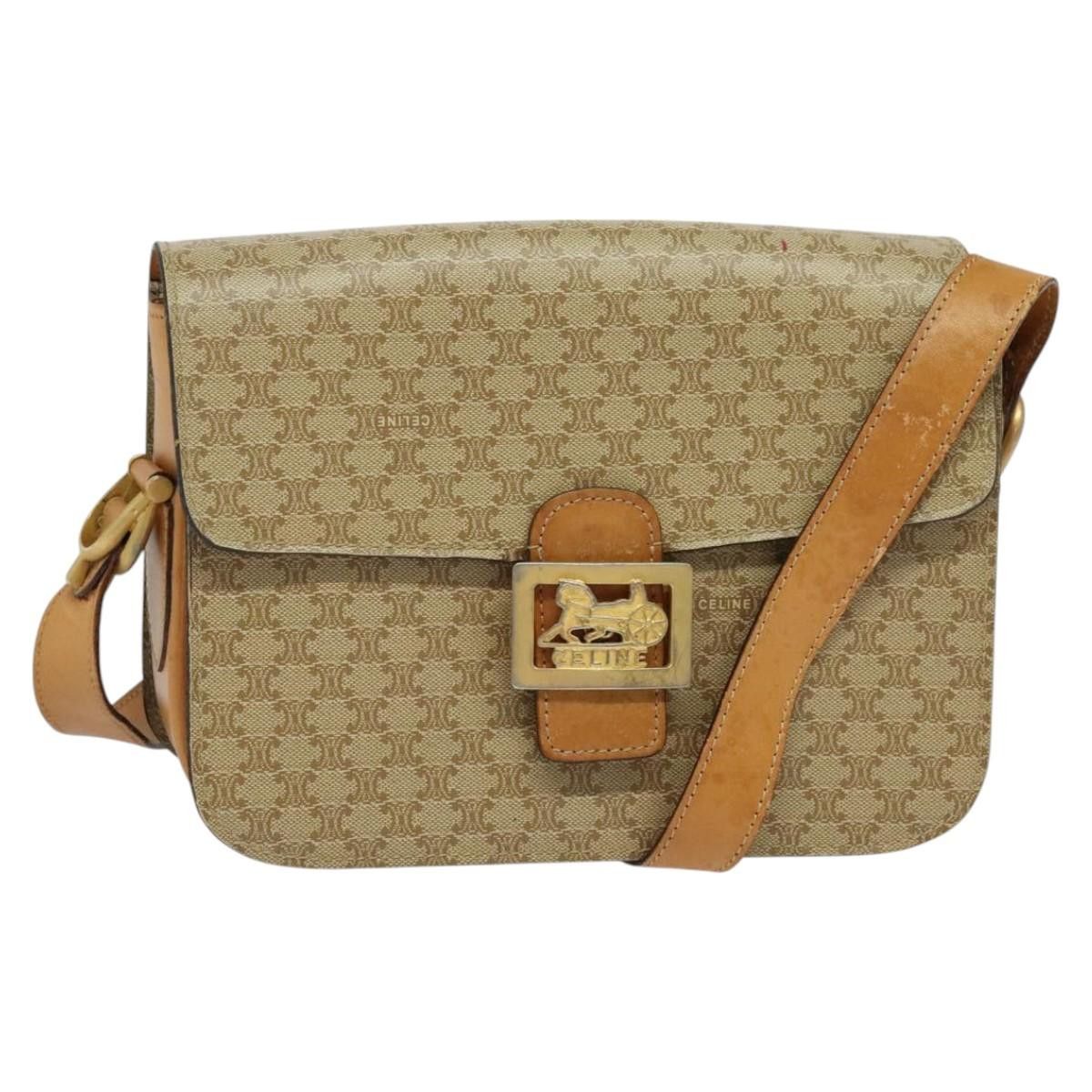 Celine CELINE Macadam Canvas Horse Carriage Shoulder Bag Beige Gold Size ONE SIZE - 1 Thumbnail
