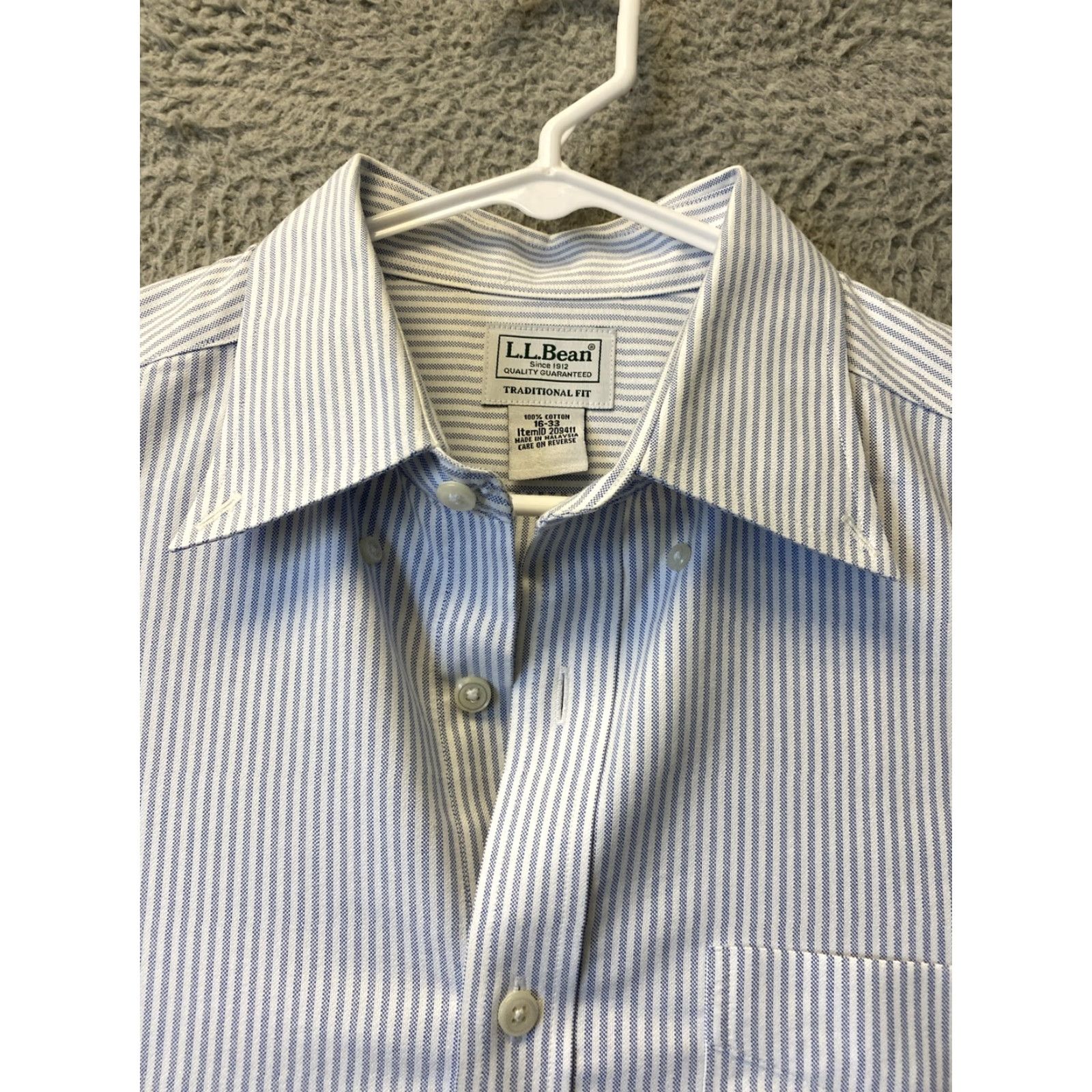 Vintage Vintage LL Bean Shirt Adult 16 33 Blue Stripes Button Down 82-80 / 16 Button-Up Collared USA Classic Button Down Long Sleeve Size US L / EU 52-54 / 3 - 3 Thumbnail