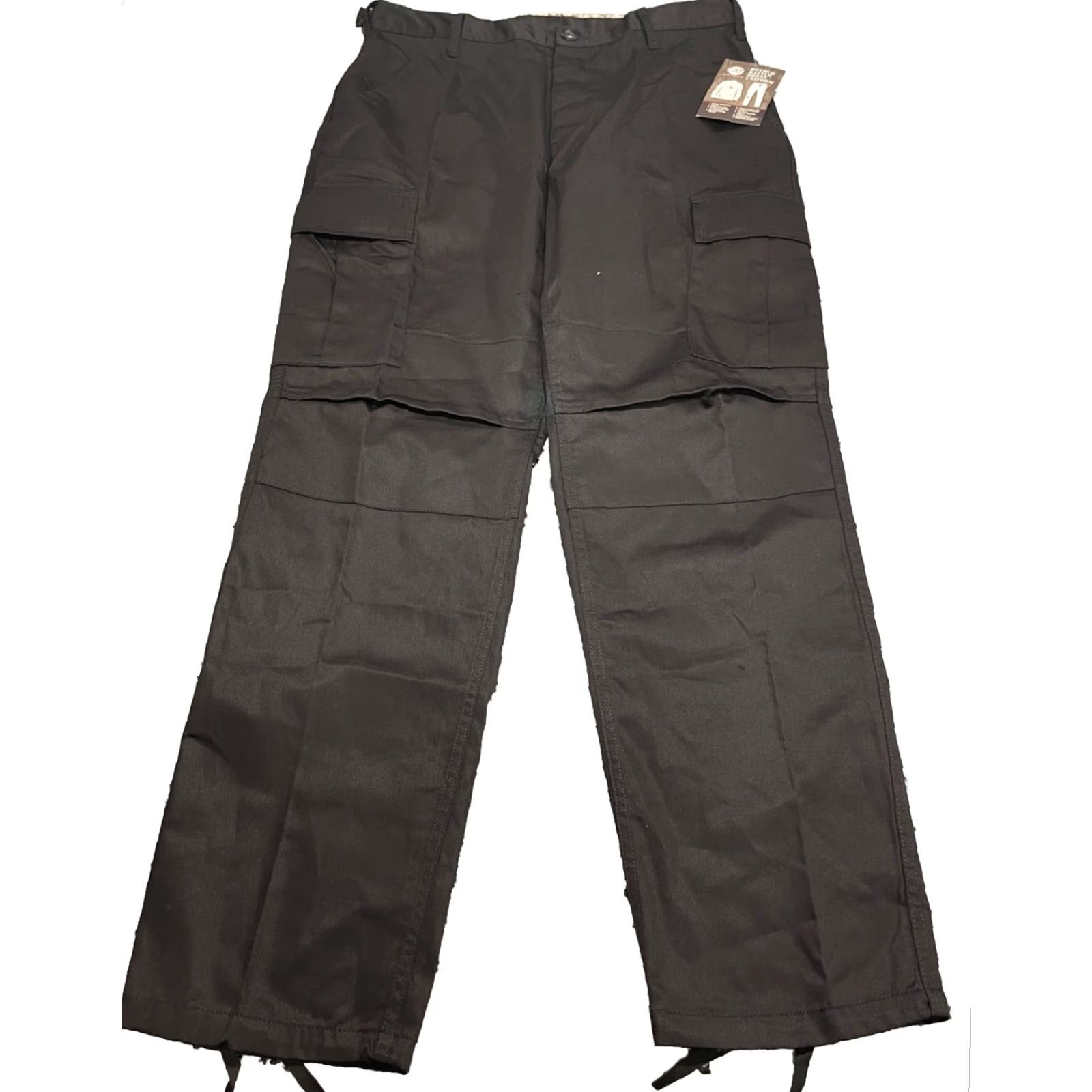 Rothco Rothco BDU Pants Cargo Army Military Uniform Trouser 6 Pocket Black M Regular Waist 34 Inseam 32.5 Button Belt Loops Mens Size US 31 - 2 Thumbnail
