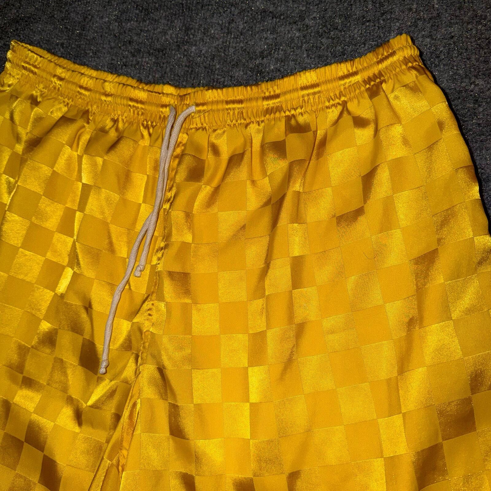 Other High 5 Yellow Dazzle Checkered Nylon Shorts Mens MD Vtg Size US 32 / EU 48 - 2 Thumbnail