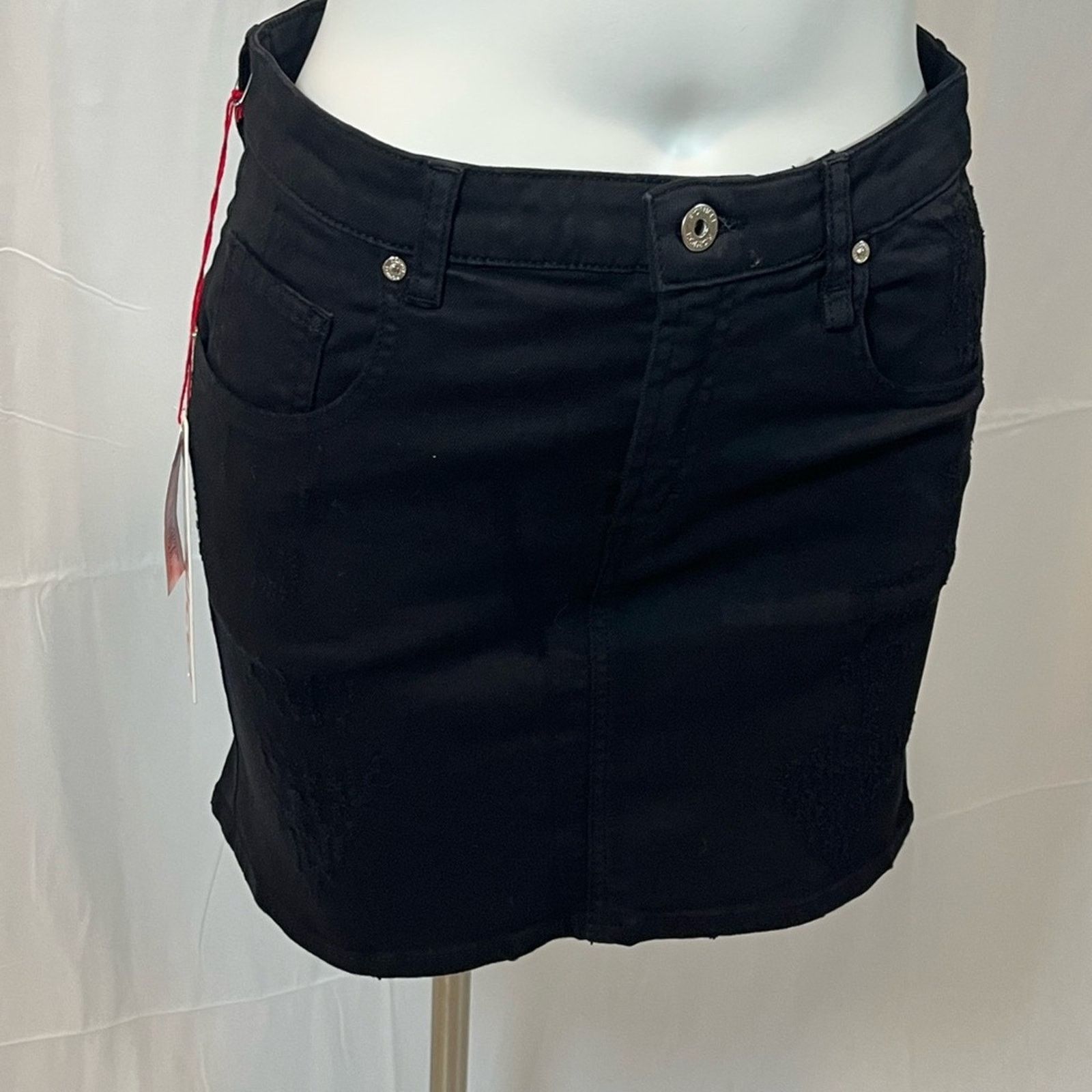 Fiorucci Fiorucci Black Distressed Mini Skirt Size 30" / US 8 / IT 44 - 10 Thumbnail