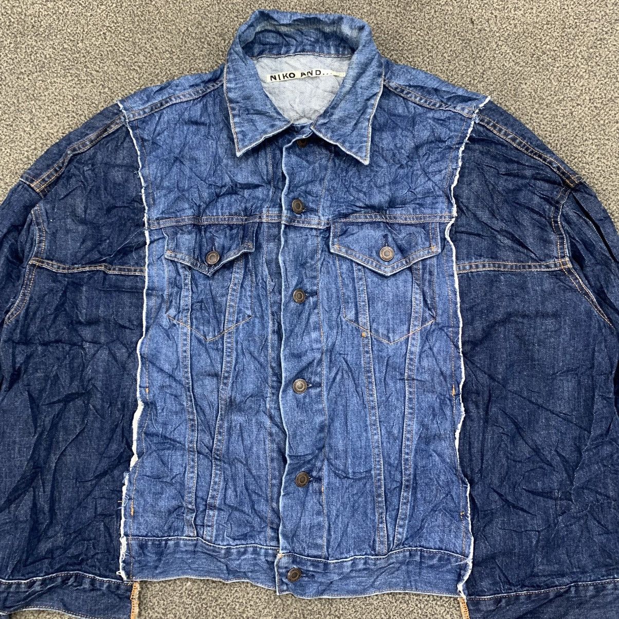 Japanese Brand NIKO AND RECONSTRUCTED DENIM JACKET BOXY OVERSIZE Size US L / EU 52-54 / 3 - 9 Thumbnail