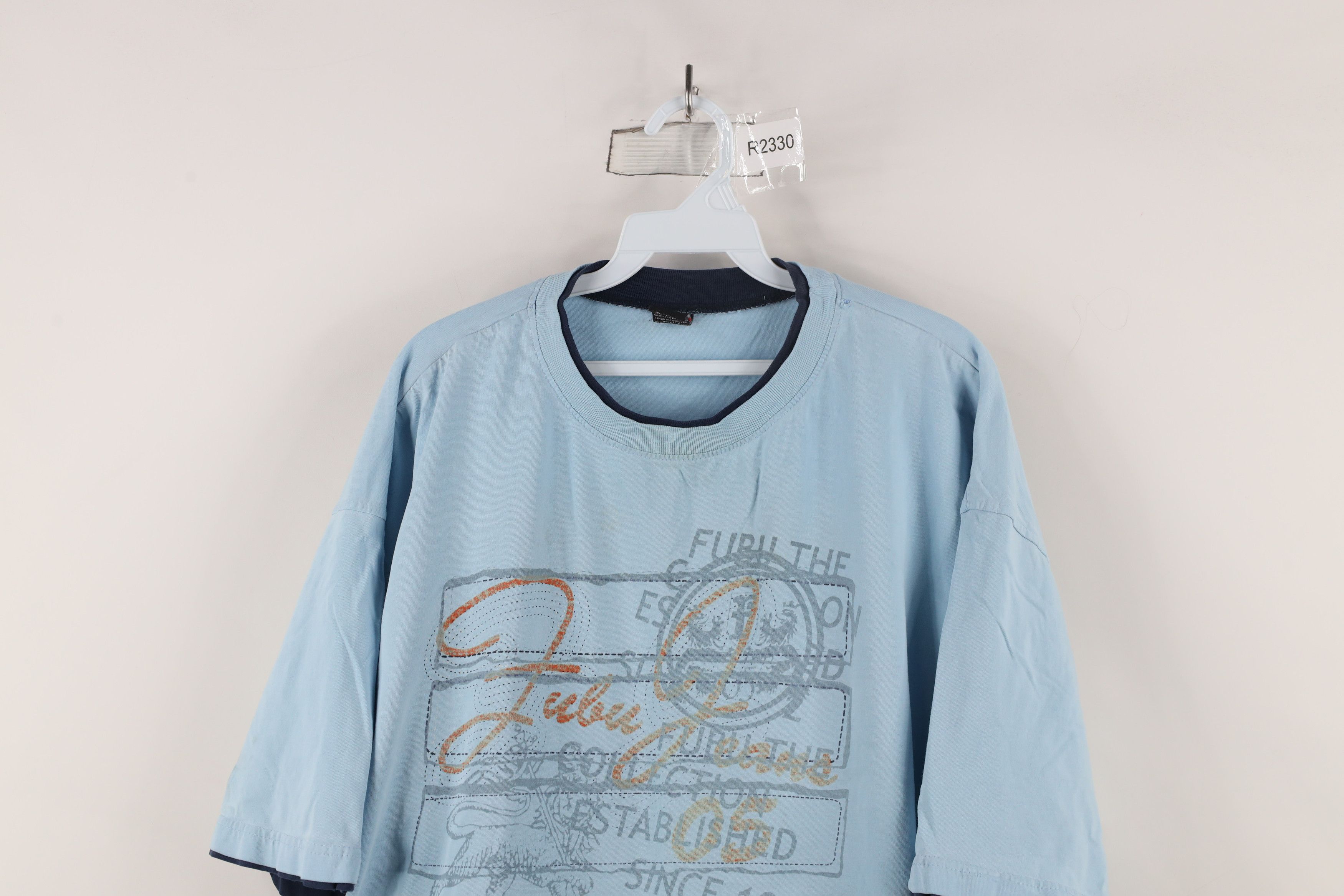 Fubu × Vintage Vintage 90s Y2K FUBU Spell Out Script Baggy Fit T-Shirt Blue Size US XXL / EU 58 / 5 - 2 Thumbnail