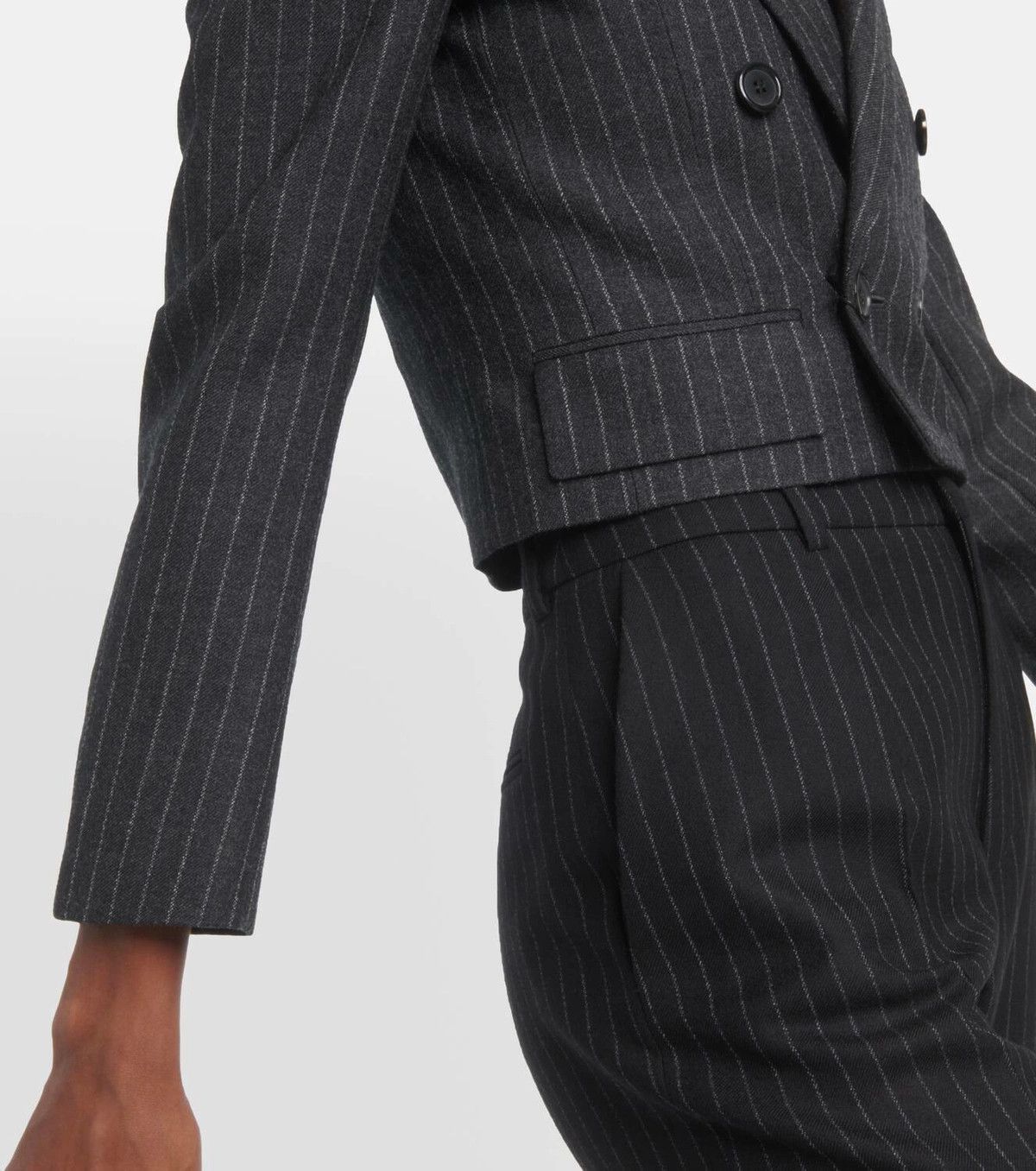 Saint Laurent Paris o1tp1o0525 Cropped Jacket In Stripe in Grey Size L / US 10 / IT 46 - 5 Thumbnail