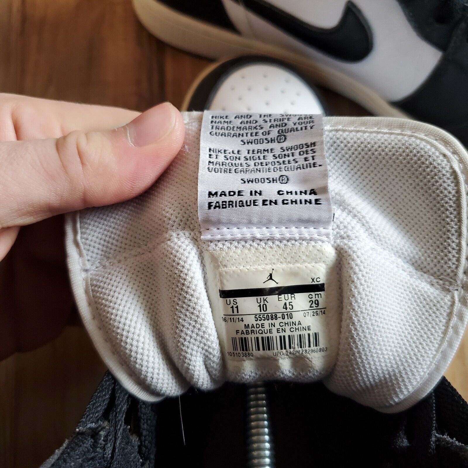 Jordan Brand × Nike 2014 Nike Jordan 1 High OG Black White size 11 us mens Size US 11 / EU 44 - 9 Thumbnail