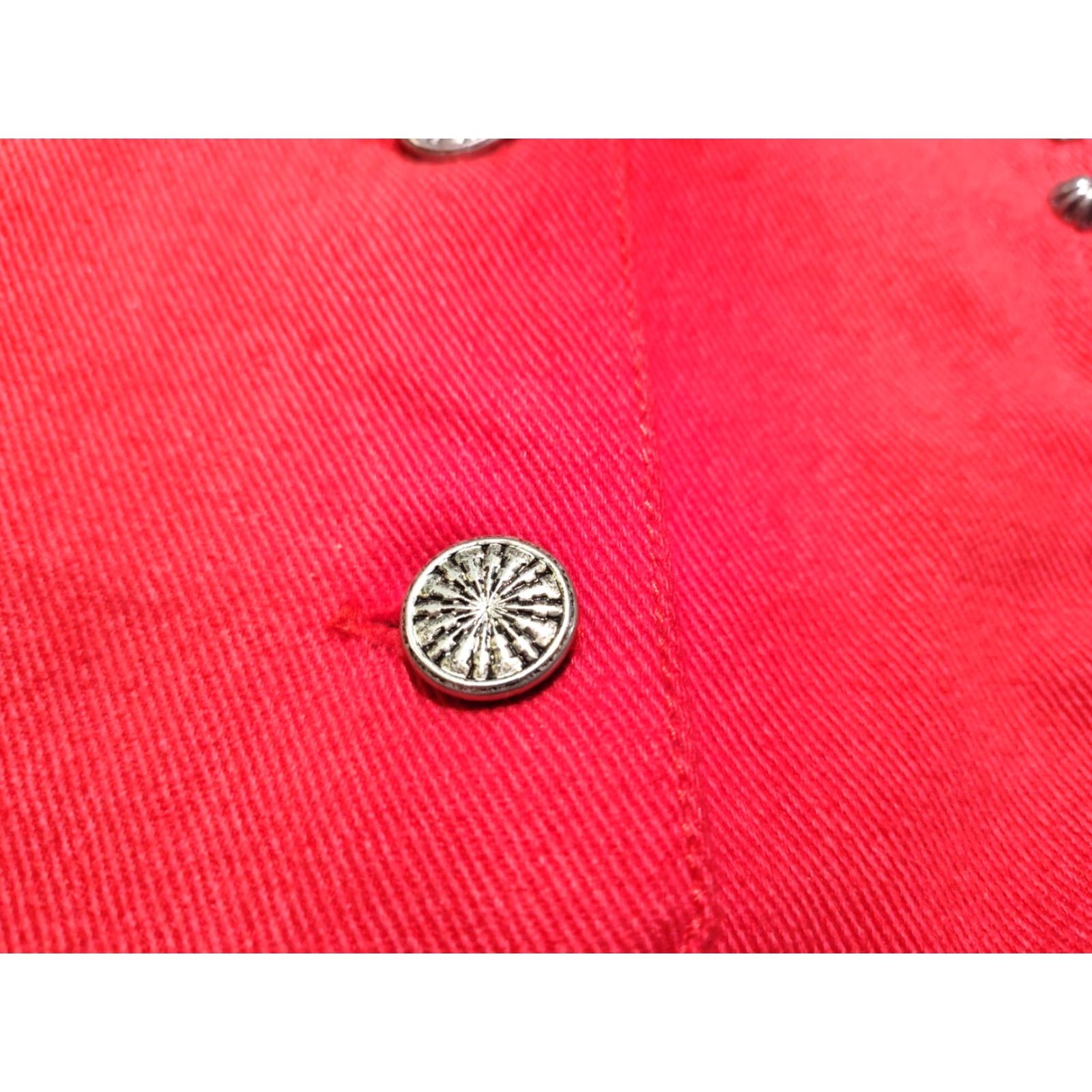 Denime VINTAGE Gordon James Denim Vest Women's Medium Red Western Rodeo Studded 80s Cowboy Sleeveless Size 32" / US 10 / IT 46 - 7 Thumbnail