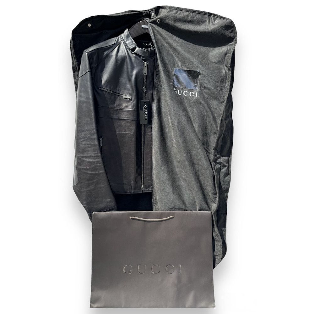 Gucci GUCCI Tom Ford Biker Café Leather Jacket Black Mens 52 42 L Size US L / EU 52-54 / 3 - 9 Thumbnail