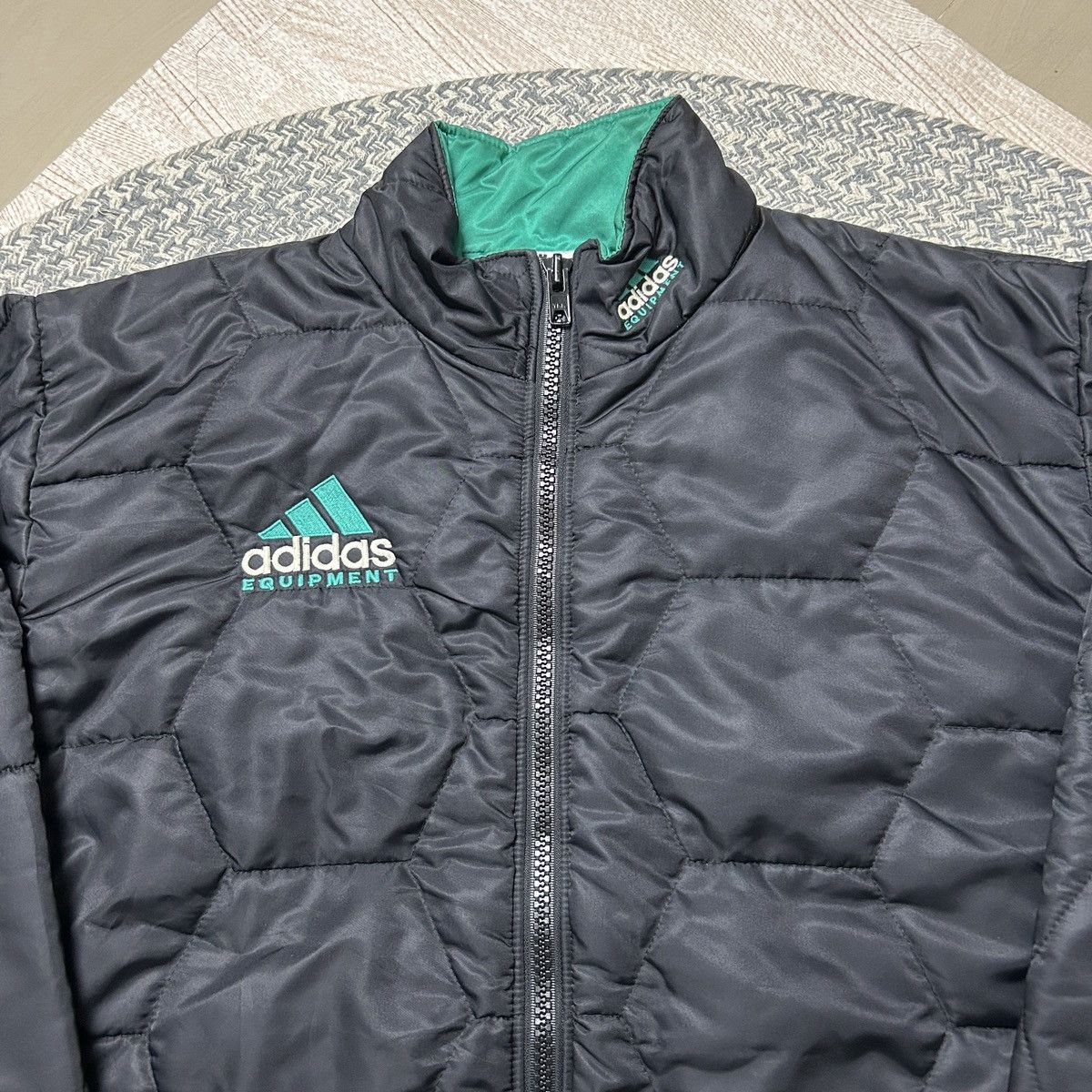 Adidas × Equipment × Vintage Vintage90s Adidas Equipment Big Logo Black Jacket Coat Size US L / EU 52-54 / 3 - 3 Thumbnail