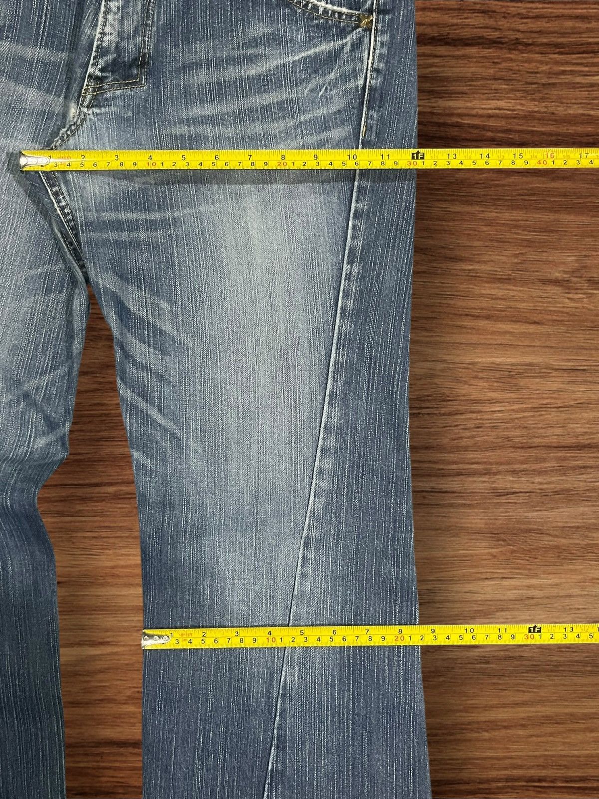 Number (N)ine ⚡️Flare⚡️Vintage Lee Riders Double Button Blue Frayed Leg Jean Size US 34 / EU 50 - 15 Thumbnail