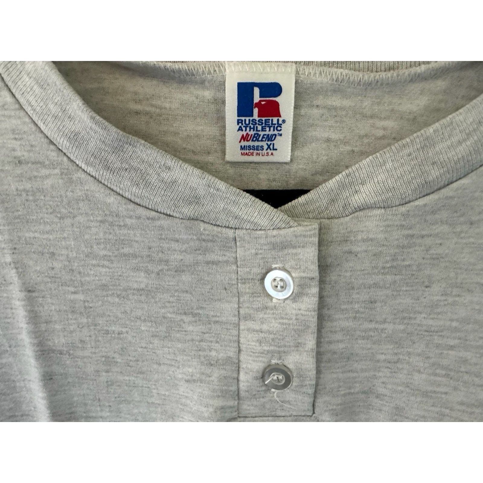 Russell Athletic VINTAGE Russell Athletic Shirt Womens XL 90s Gray Deadstock NWOT Henley Short Sleeve"} Size XL / US 12-14 / IT 48-50 - 2 Thumbnail