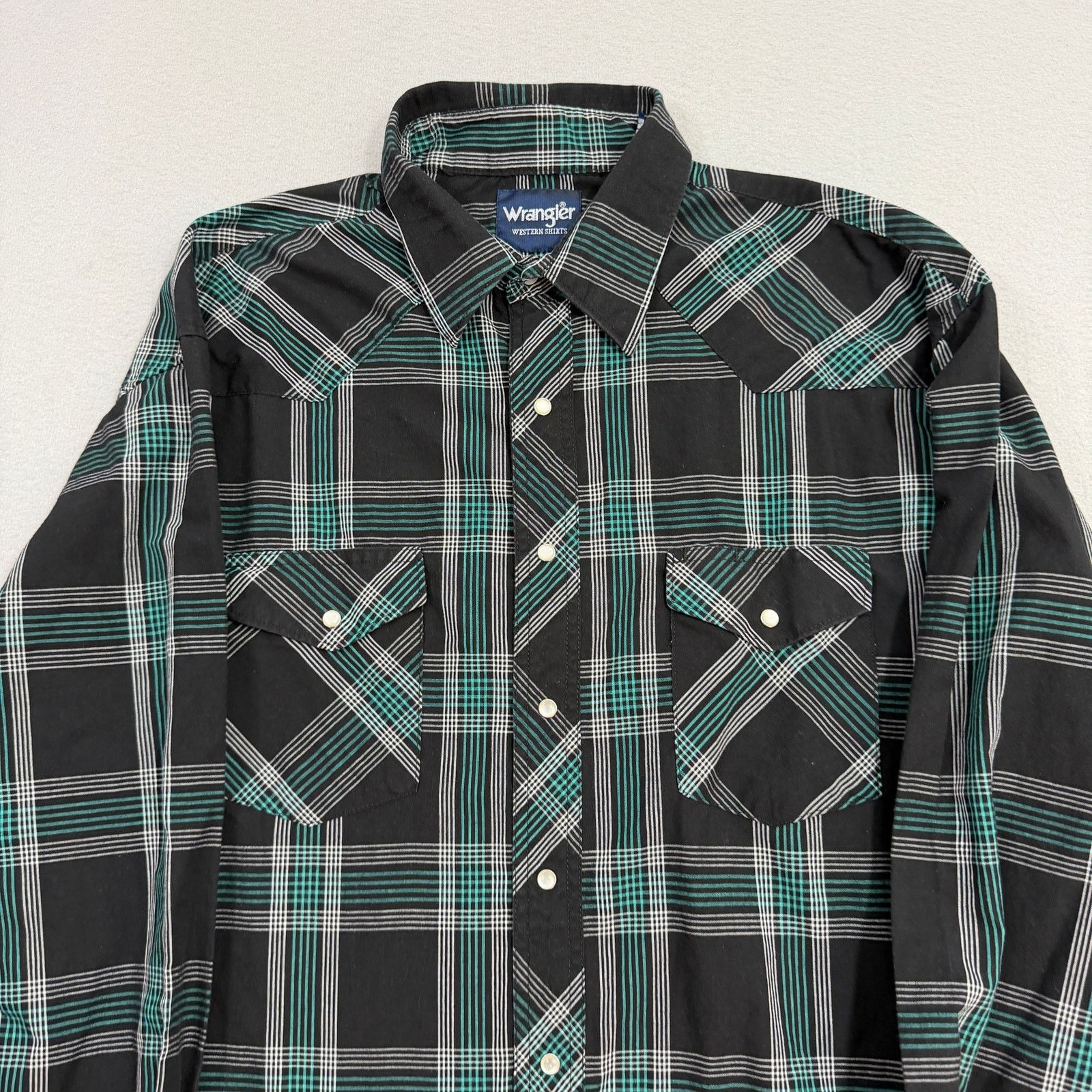 Wrangler Vintage Wrangler Pearl Snap Shirt Men's 17.5 XL Black Green Size US XL / EU 56 / 4 - 3 Thumbnail