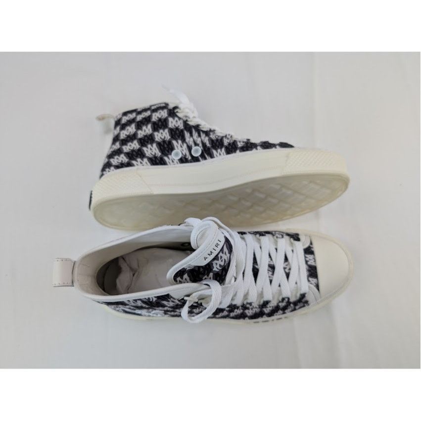 Amiri o1rshd1 Court Hi Allover Logo Sneakers in Black / White Size US 12 / EU 45 - 1 Thumbnail