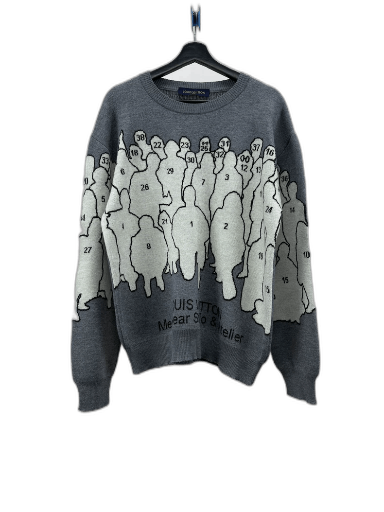 Louis Vuitton Gray Knit Sweater with Figures
