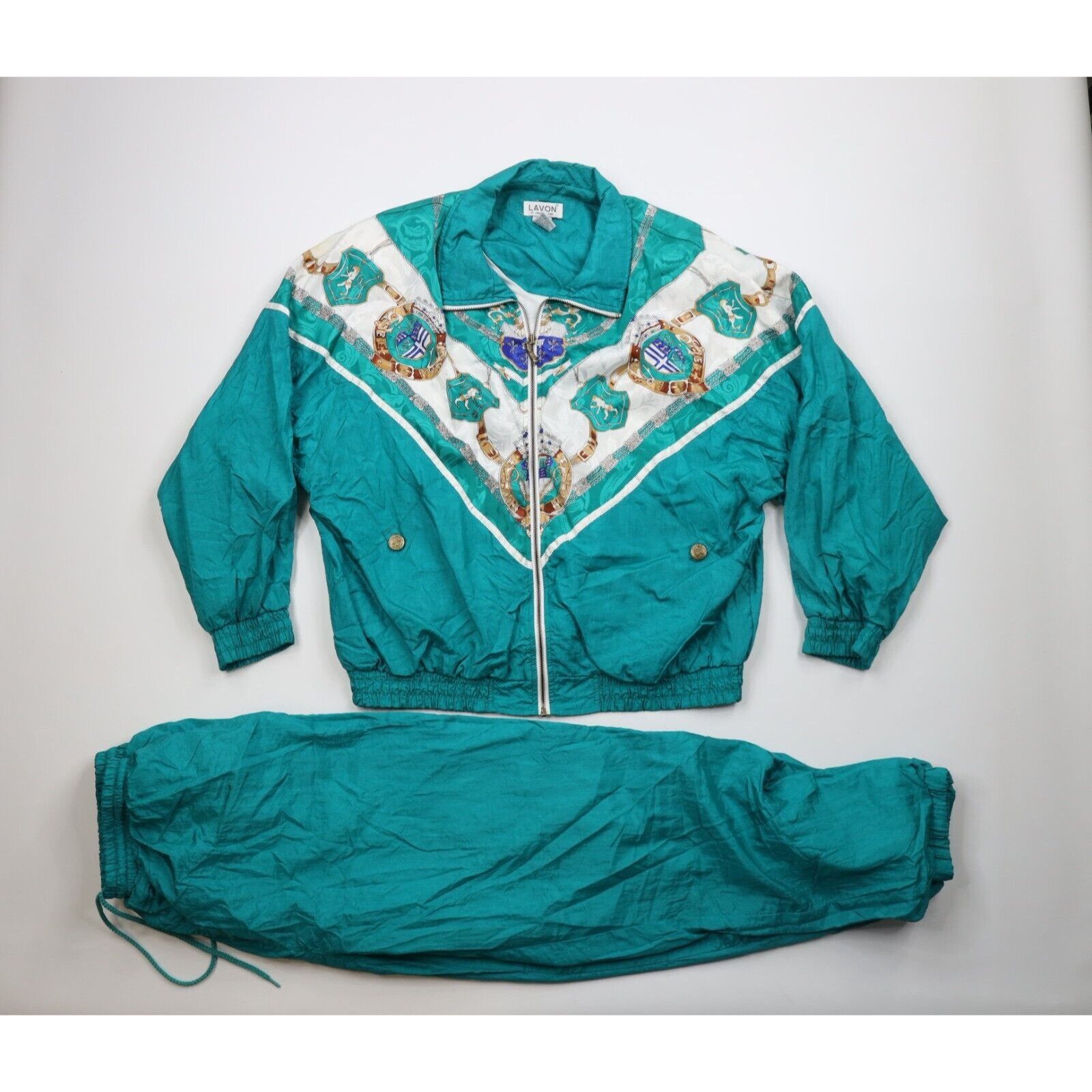 image of Vintage 90's Streetwear Paisley Buckle Crest Track Suit, Women's (Size Large)