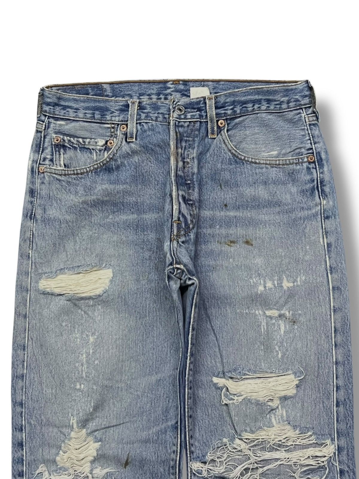 Levi's Vintage Levi’s 501 Button Fly - Faded,Ripped Destroyed Jeans Size US 31 - 4 Thumbnail
